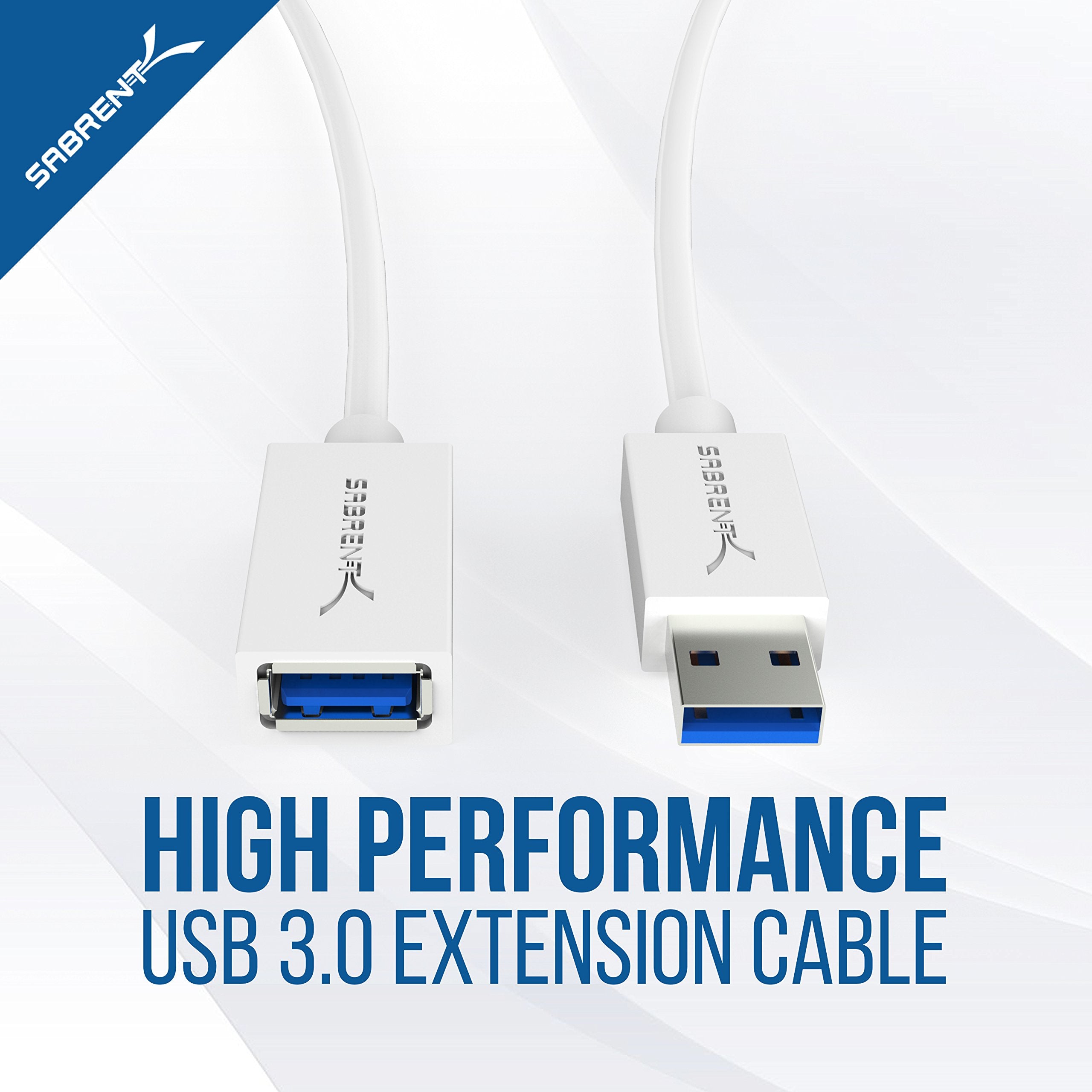 Sabrent 22Awg Usb 3.0 Extension Cable   A Male To A Female [White] 10 Feet (Cb 301W)