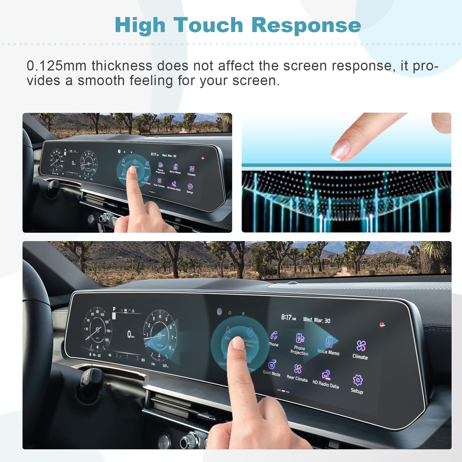Cdefg For 2023 2024 Telluride 12.3� Screen Protector Compatible With 2023 2024 Kia Telluride Sx Prestige X Line X Pro Ex Lx S Screen Protector Foils Navigation Radio Touch Screen Display Protector 2023 2024 Telluride Accessories,2Pcs
