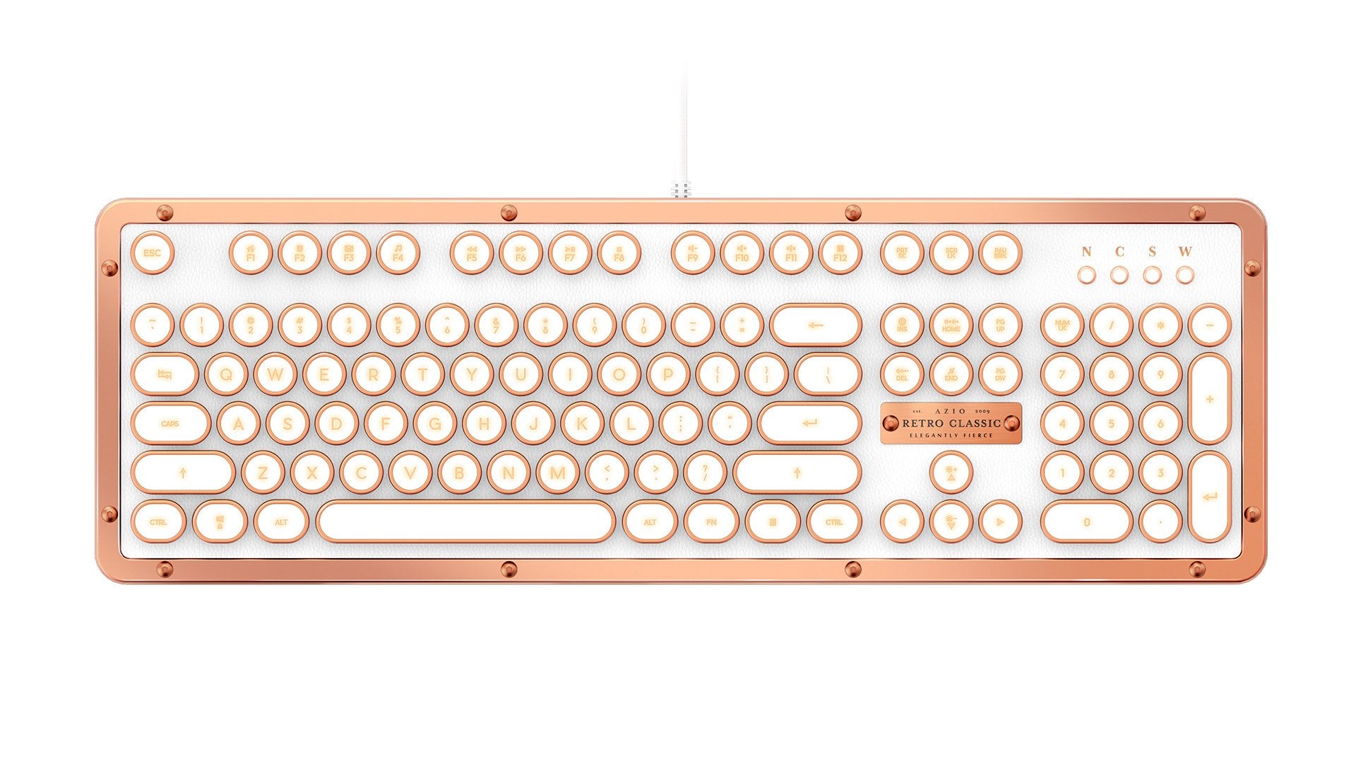 Azio Retro Classic USB Mechanical Keyboard - Leather, Backlit, Posh Color, Model MK-RETRO-L-02-US for PC/Mac