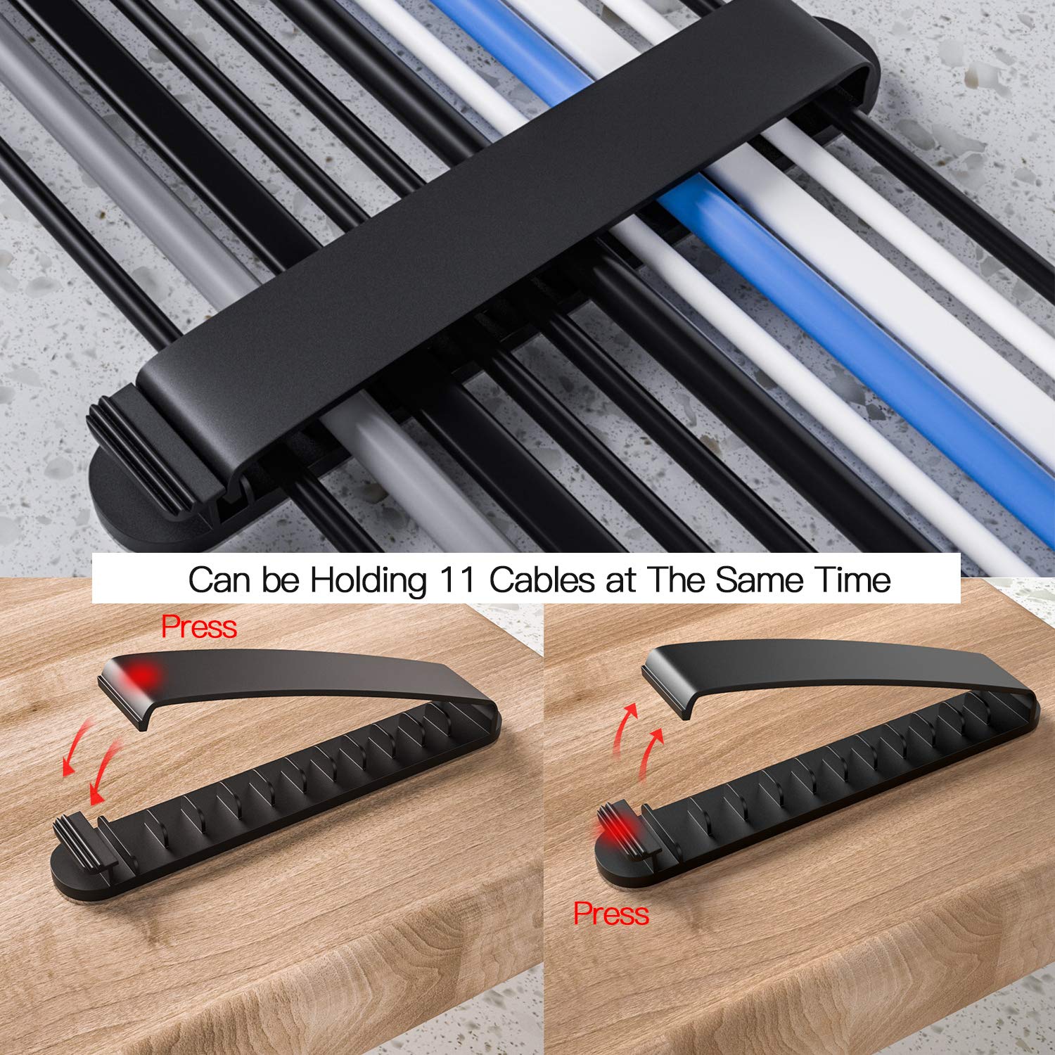Pzoz Cable Clips, 3 Pack Cord Organizer Charger Cable Management For Organizing Home Office Desk Phone Car Wire, Self Adhesive C