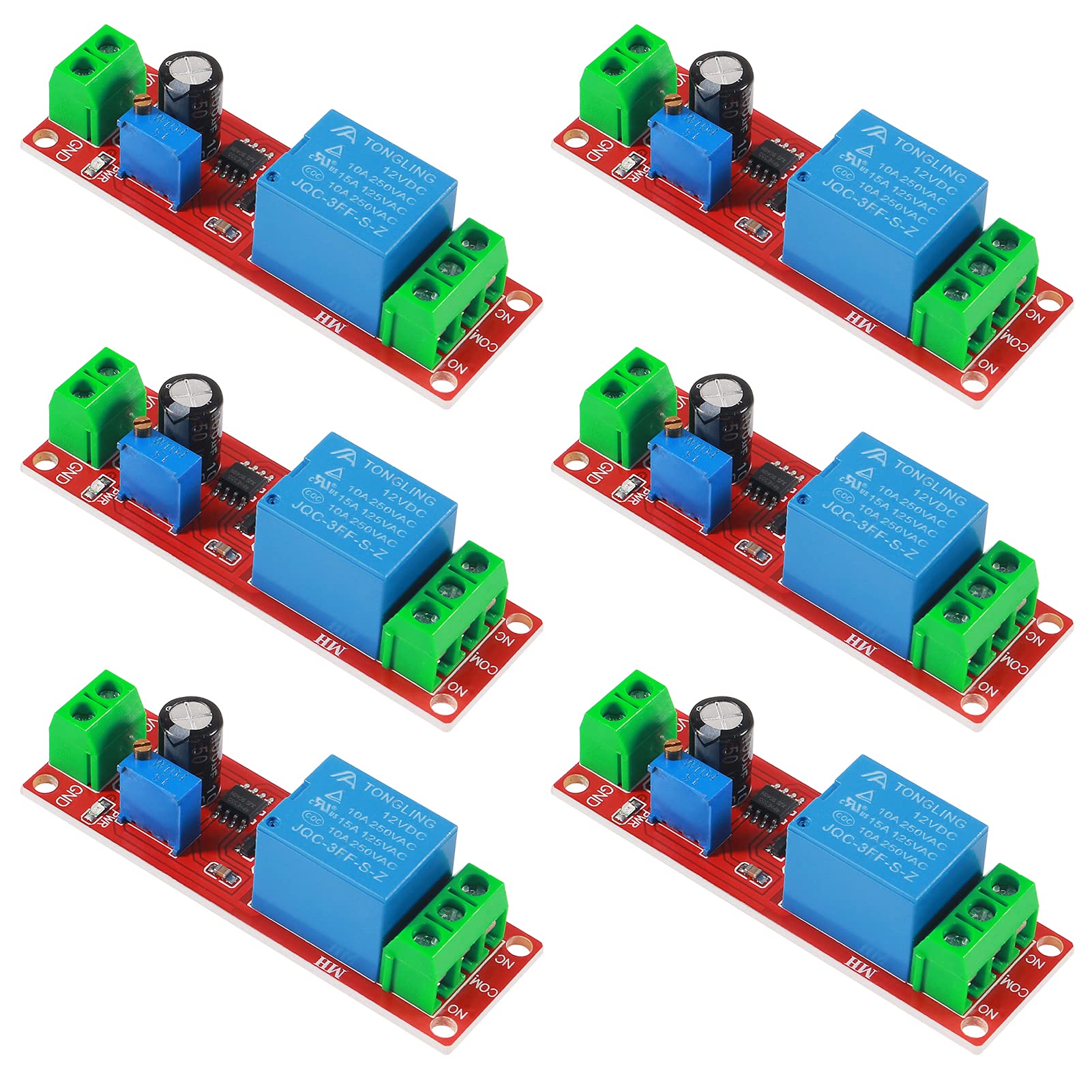 Dorhea 6Pcs Ne555 Dc 12V Delay Timer Relay Switch Module Adjustable 0 10 Seconds Constant Current Regulator Timer Delay Converte