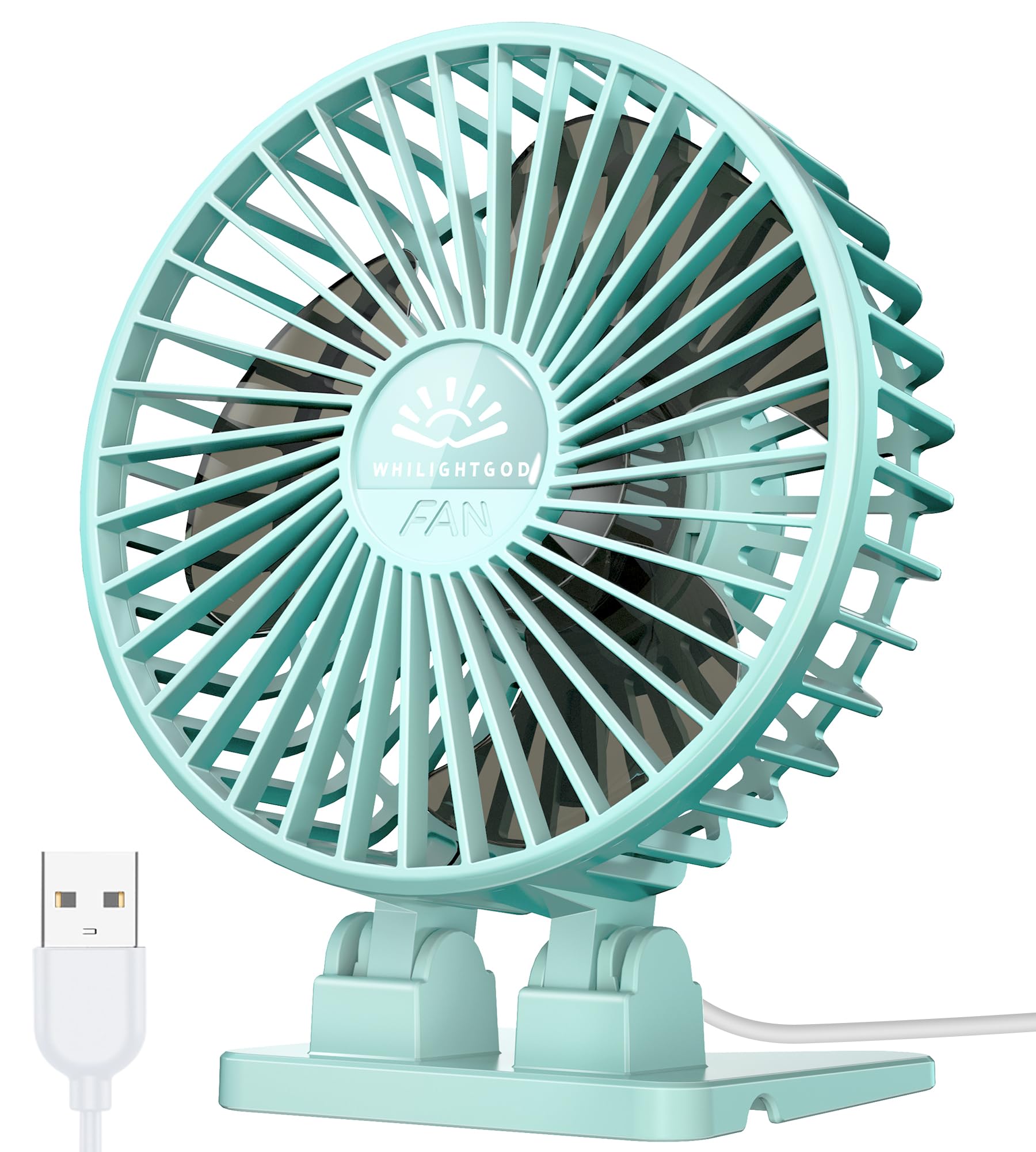 Whilightgod Desk Fan, Usb Fan For Desk, Mini Desk Fan, 3 Speed Rotation Strong Wind, Protable Small Desktop Cooling Fan, Quite M