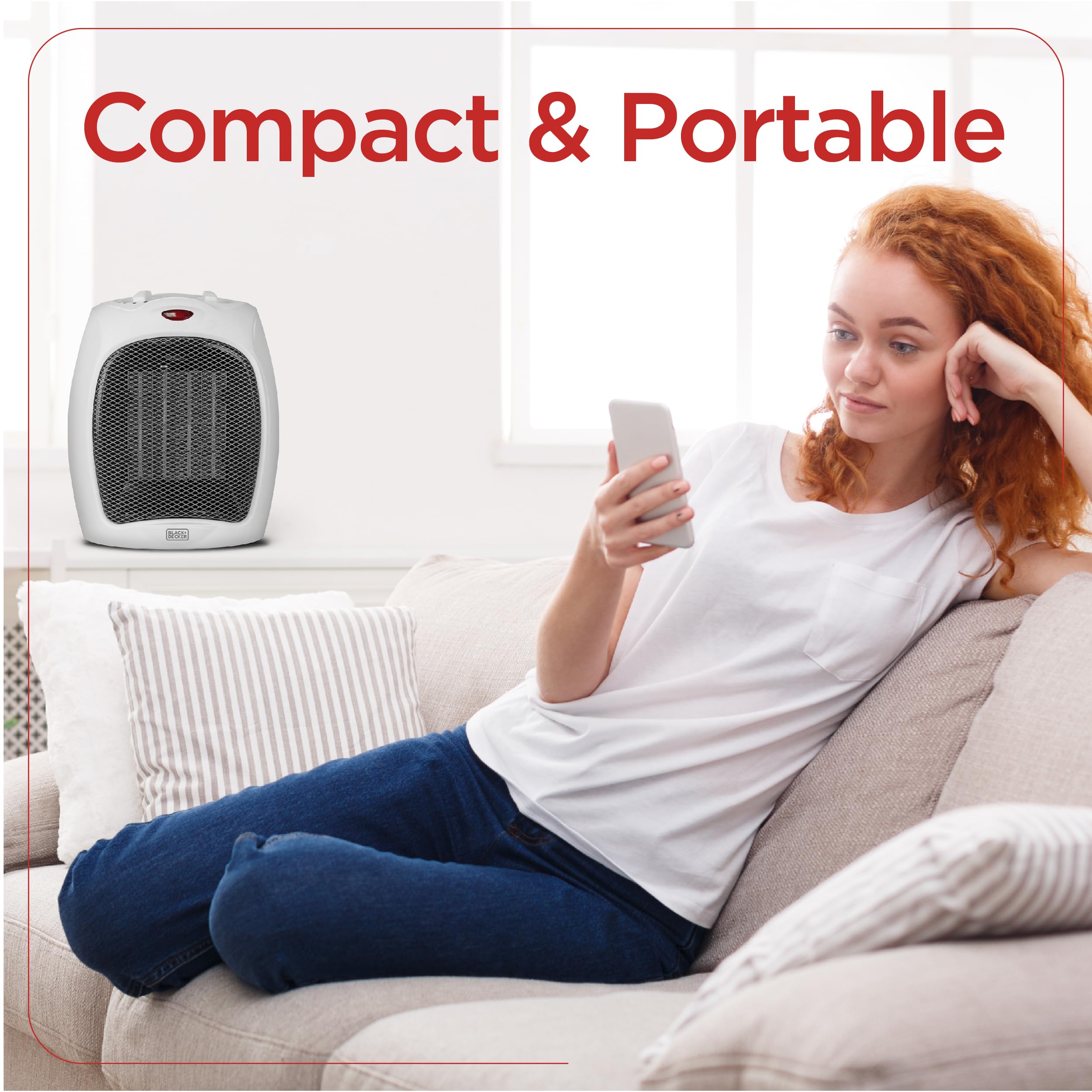 Black+Decker Portable Space Heater, 1500W Small Space Heater With Overheat Protection For Indoor Use