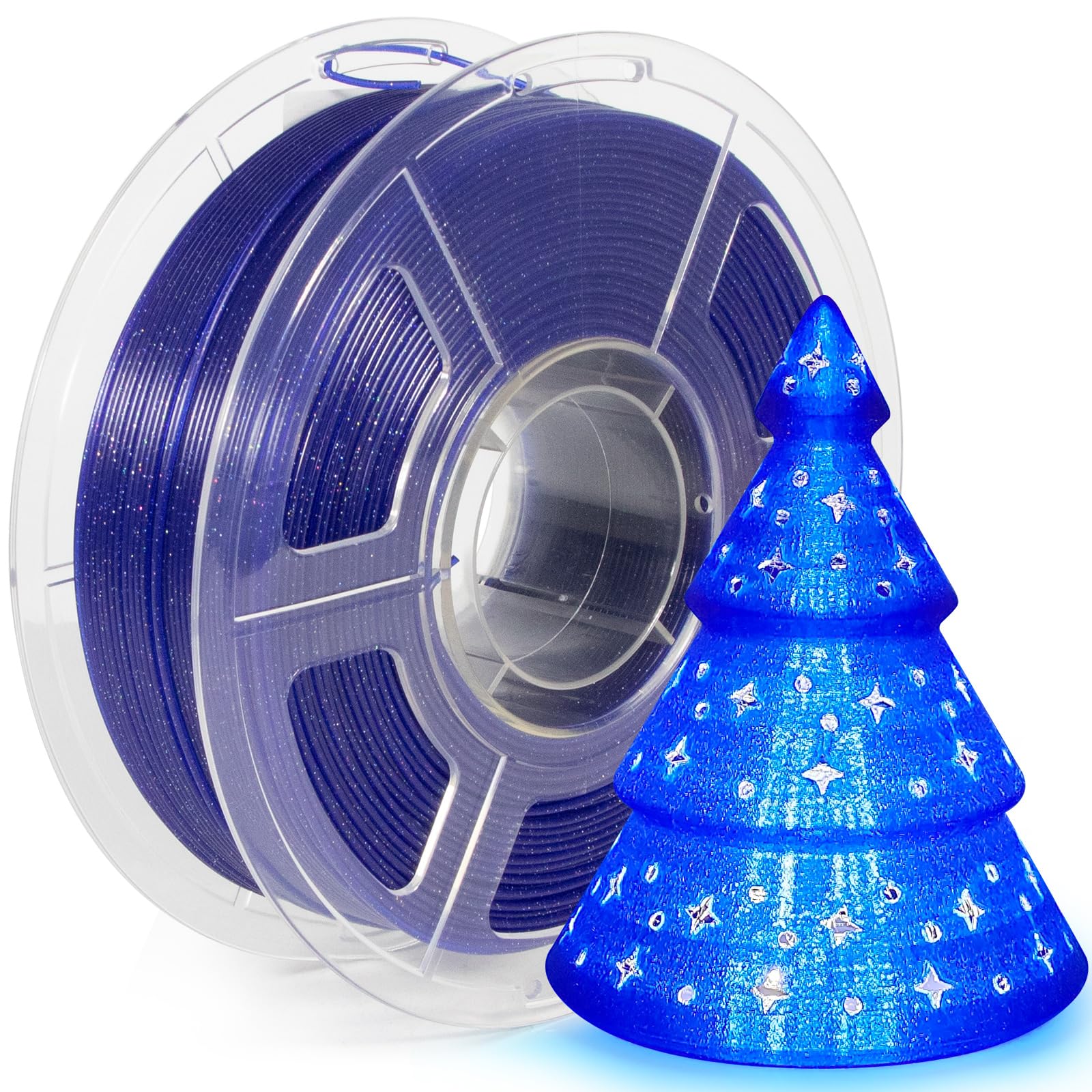 Isanmate 3D Printer Filament, Transparent Glitter Blue Pla Filament 1.75 Mm, 3D Printing Filament 1Kg/2.2Lb