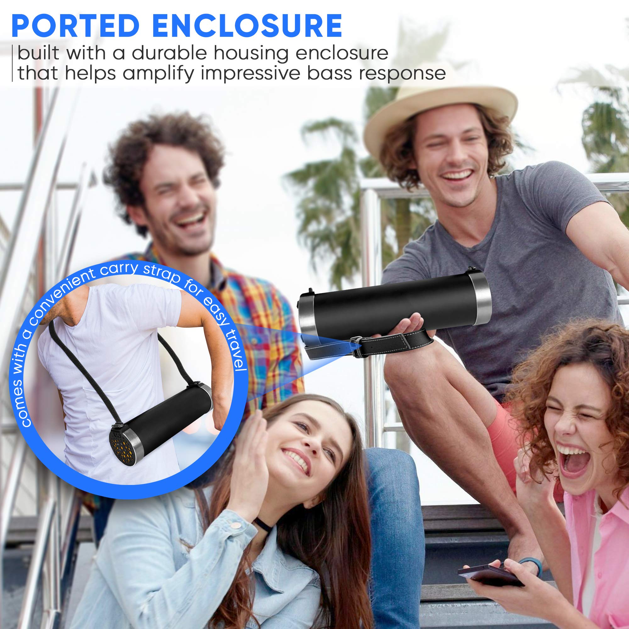 Pyle Upgraded Portable Boombox With Bluetooth, Wireless Stereo System, Portable Speaker, Fm Radio, Outdoor Stereo, Mp3 System, S