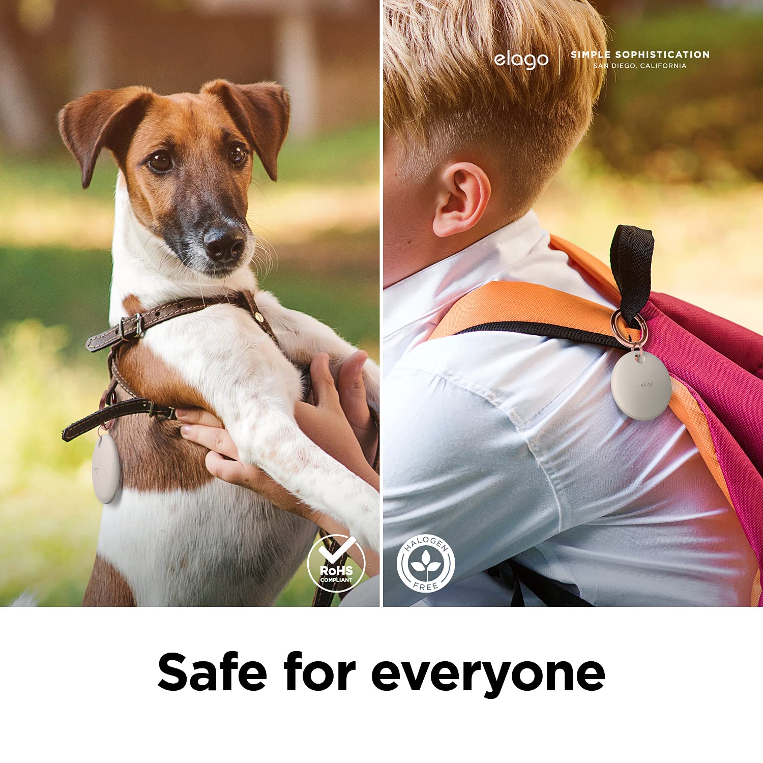 Elago Basic Case Compatible With Airtag Keychain (Stone)