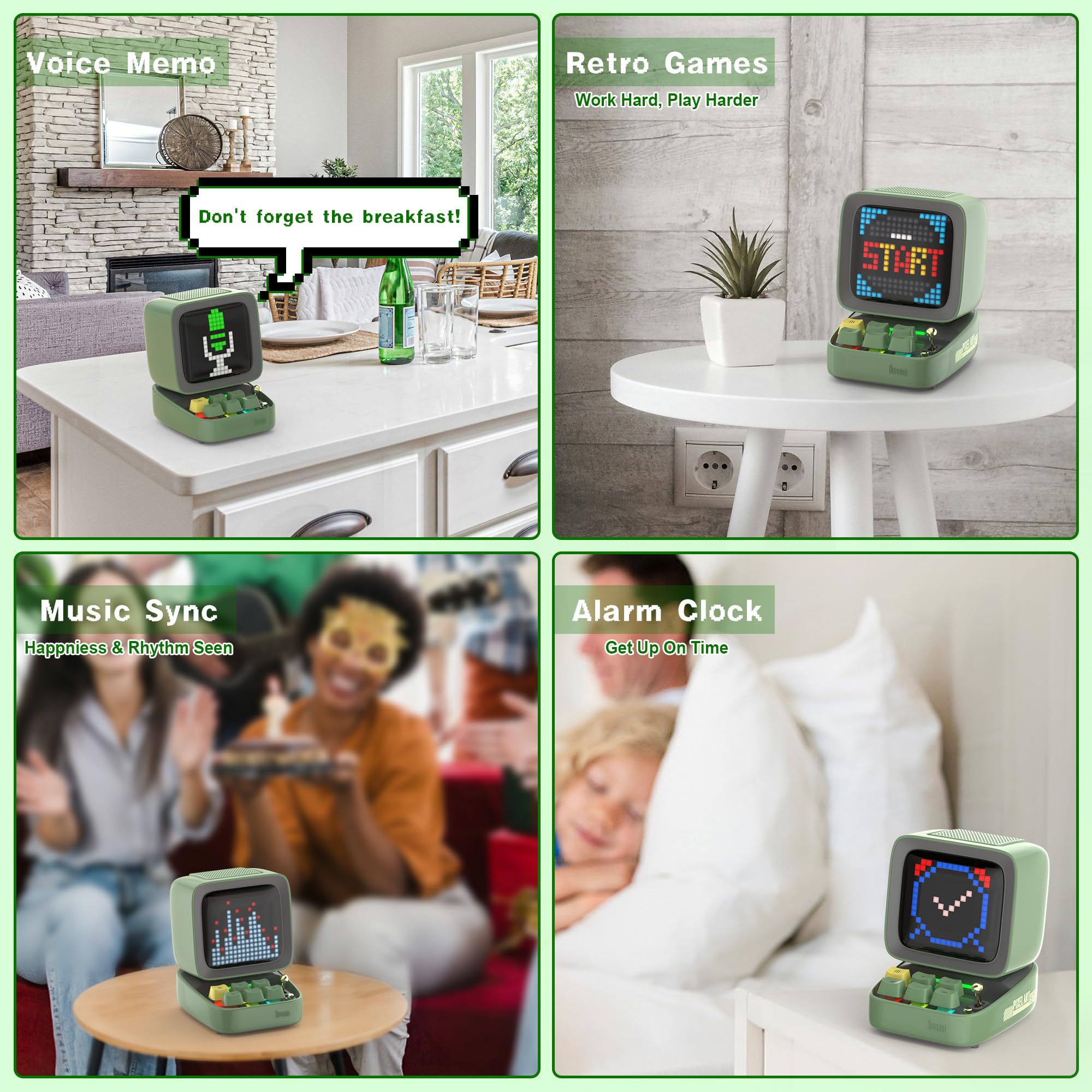 Divoom DitooPro Pixel Art Bluetooth Speaker with LED Display Plastic Green