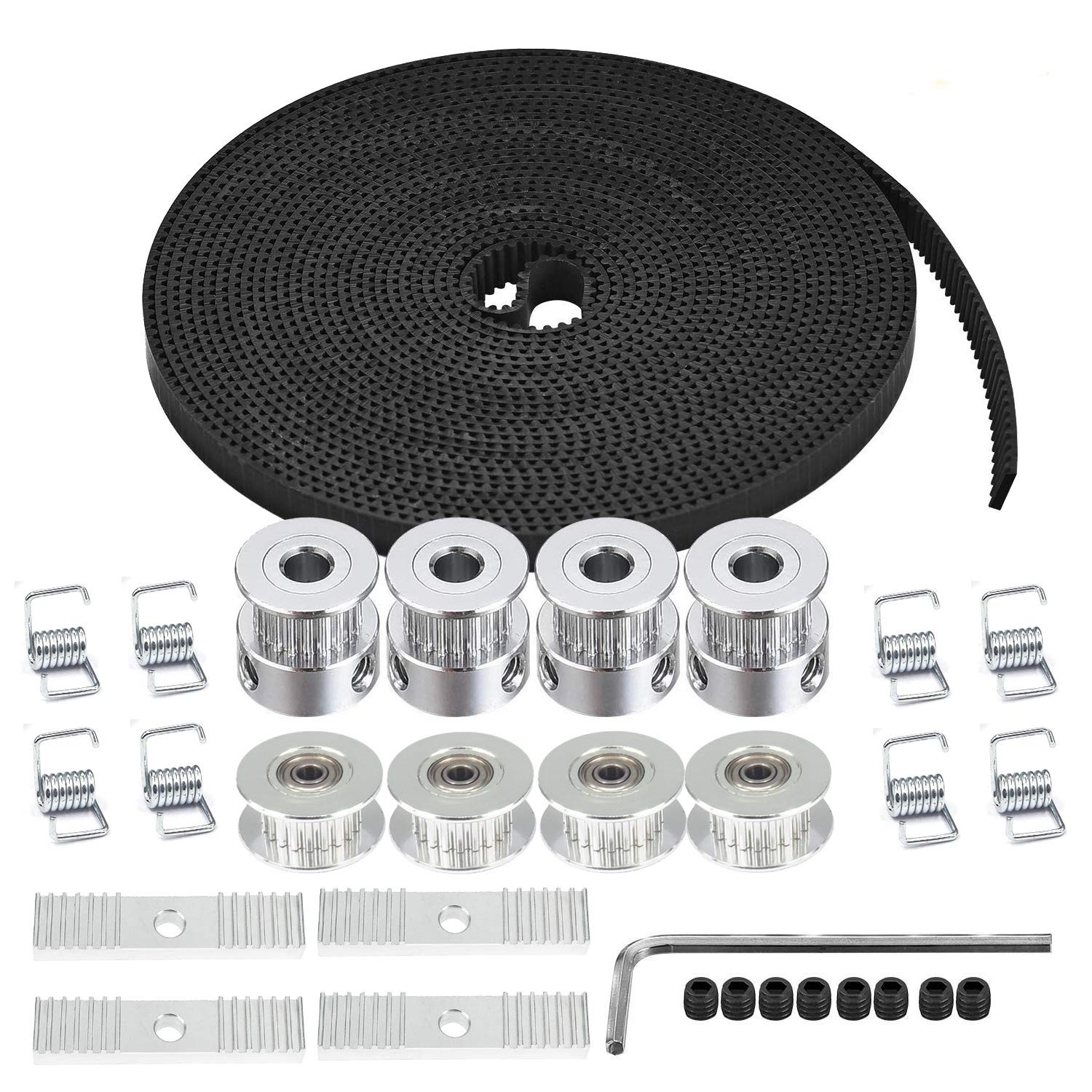 Zeelo 5M Gt2 Timing Belt 6Mm Width + 4Pcs 20 Teeth 5Mm Bore Timing Pulley Wheel + 4Pcs Idler + 8Pcs Tensioner Spring Torsion + 4