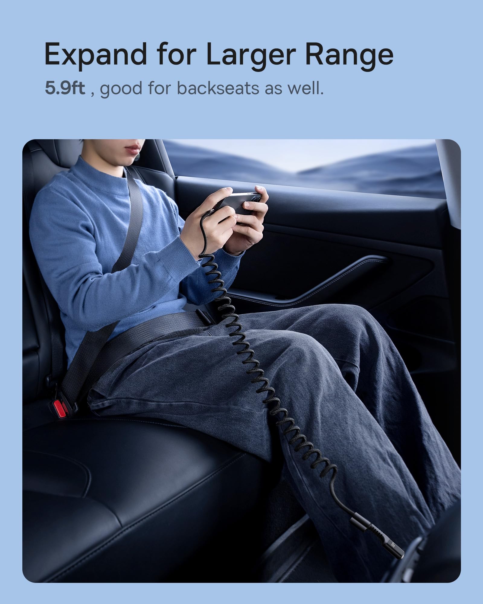 Baseus Usb C Cable For Car, Pd 100W 5A Fast Charging Usb C Carplay Cable, Coiled Usb C To Usb C Charger Cord Compatible With Iphone15/Pro/Plus/Pro Max, Samsung Galaxy S23 S22 S21, Note 20 10 (3.3Ft)