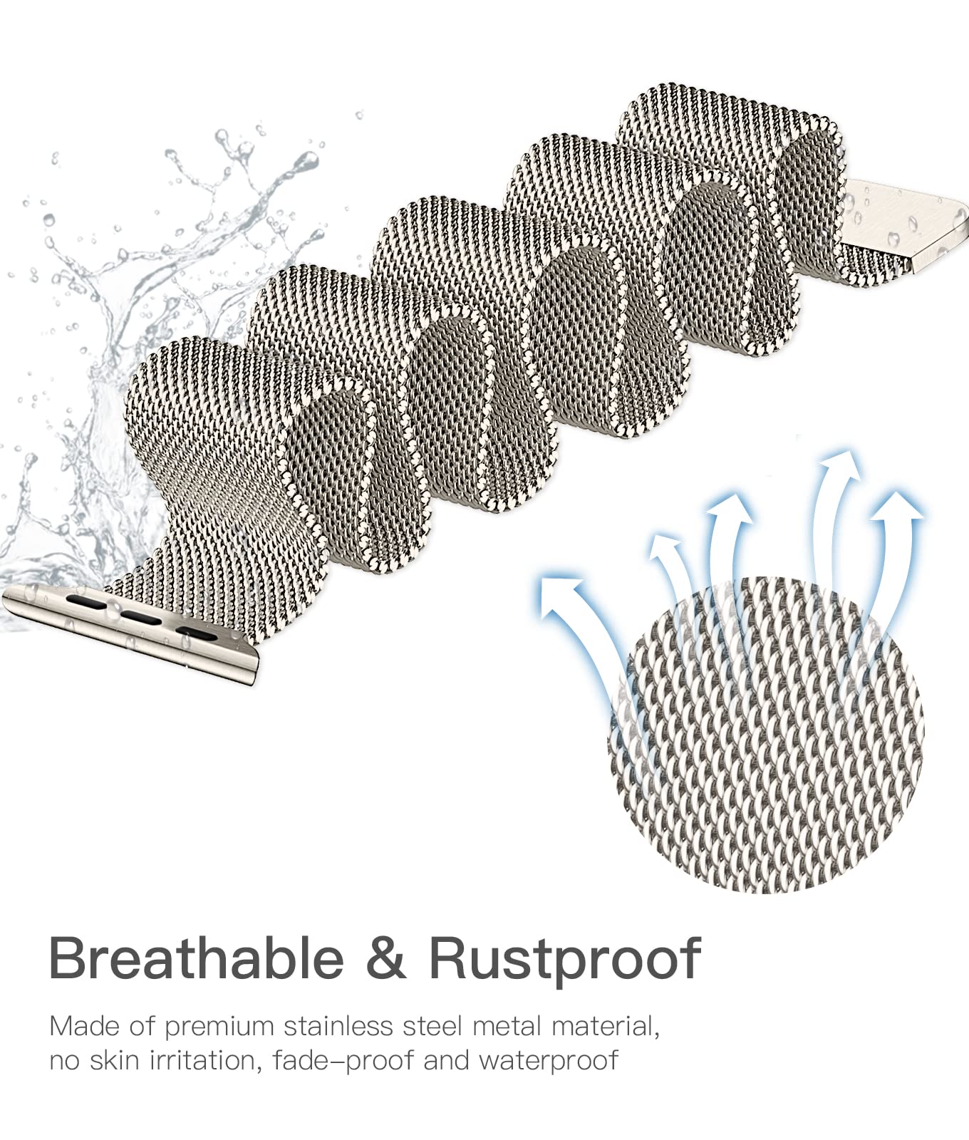 Rabini Metal Bands Compatible With Apple Watch Band 38Mm 40Mm 41Mm 42Mm 46Mm 44Mm 45Mm 49Mm Women Men, Stainless Steel Mesh Loop