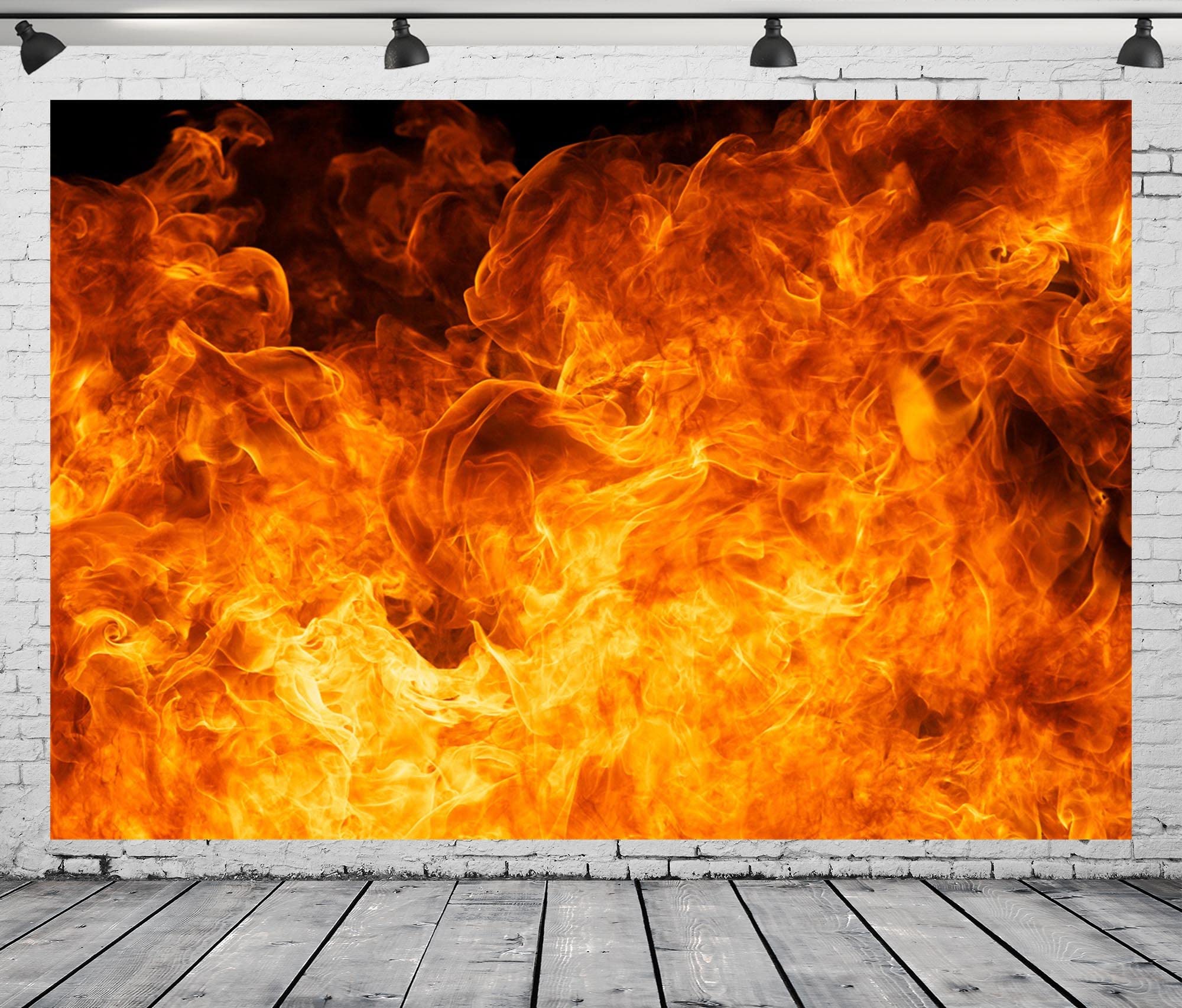 Beleco 7X5Ft Fabric Raging Fire Backdrop Flames Backdrop Buring Fire Black Background Fire Fighter Themed Birthday Party Campfir