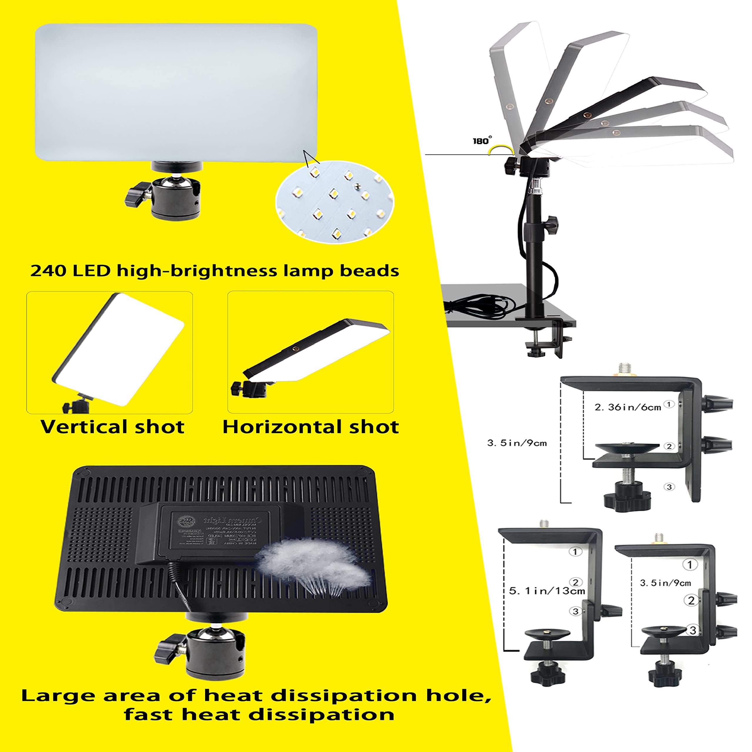 Led Desk Bi Color Video Light, Key Light With C Clamp Stand, 2700K 5700K Dimmable, Wireless Remote, Studio Photography Lighting