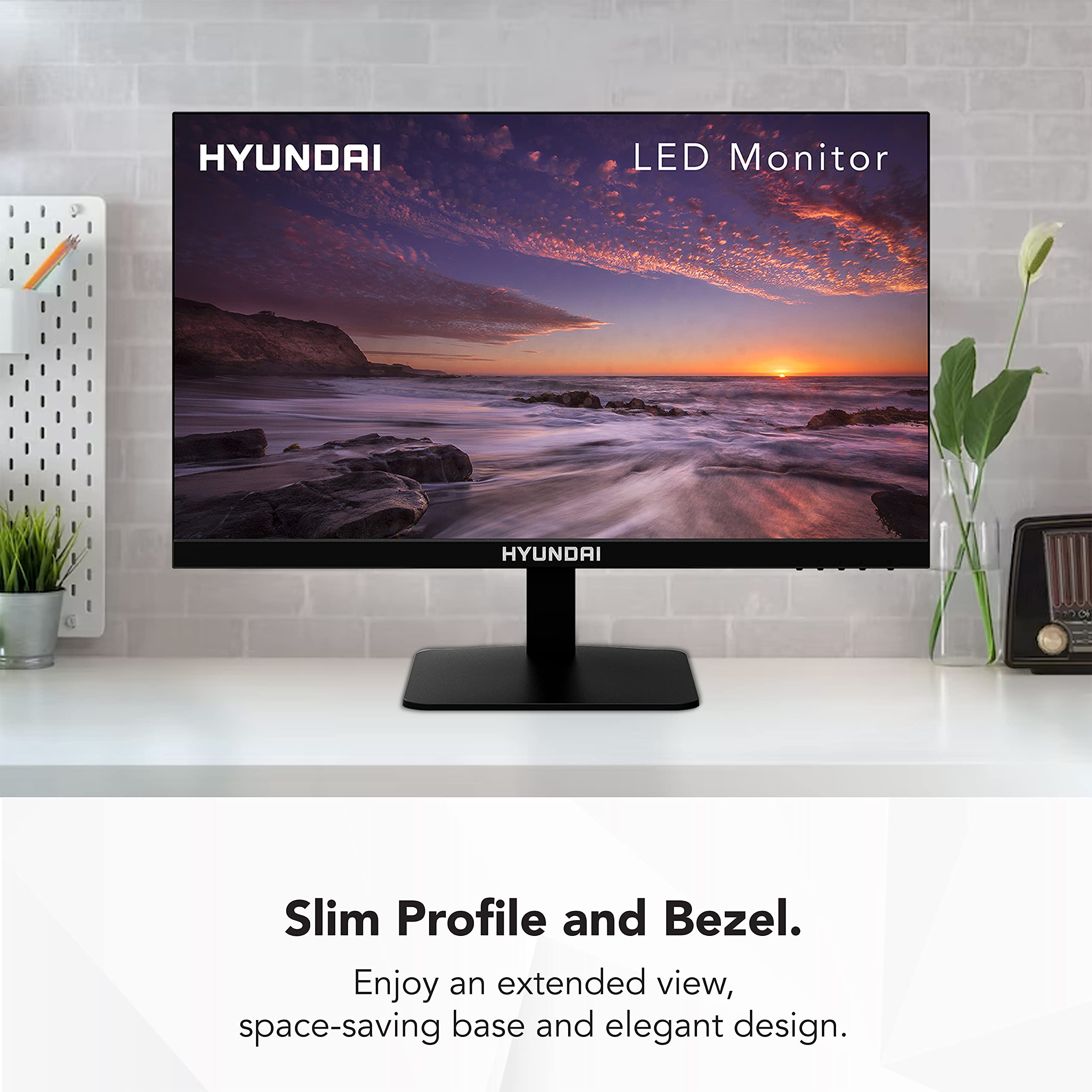 Hyundai 24 Inch Monitor, Professional Thin 75Hz, 1080P Full Hd (1920X1080) Led, Hdmi Pc Monitor, Vga Cables Included Vesa Mounta