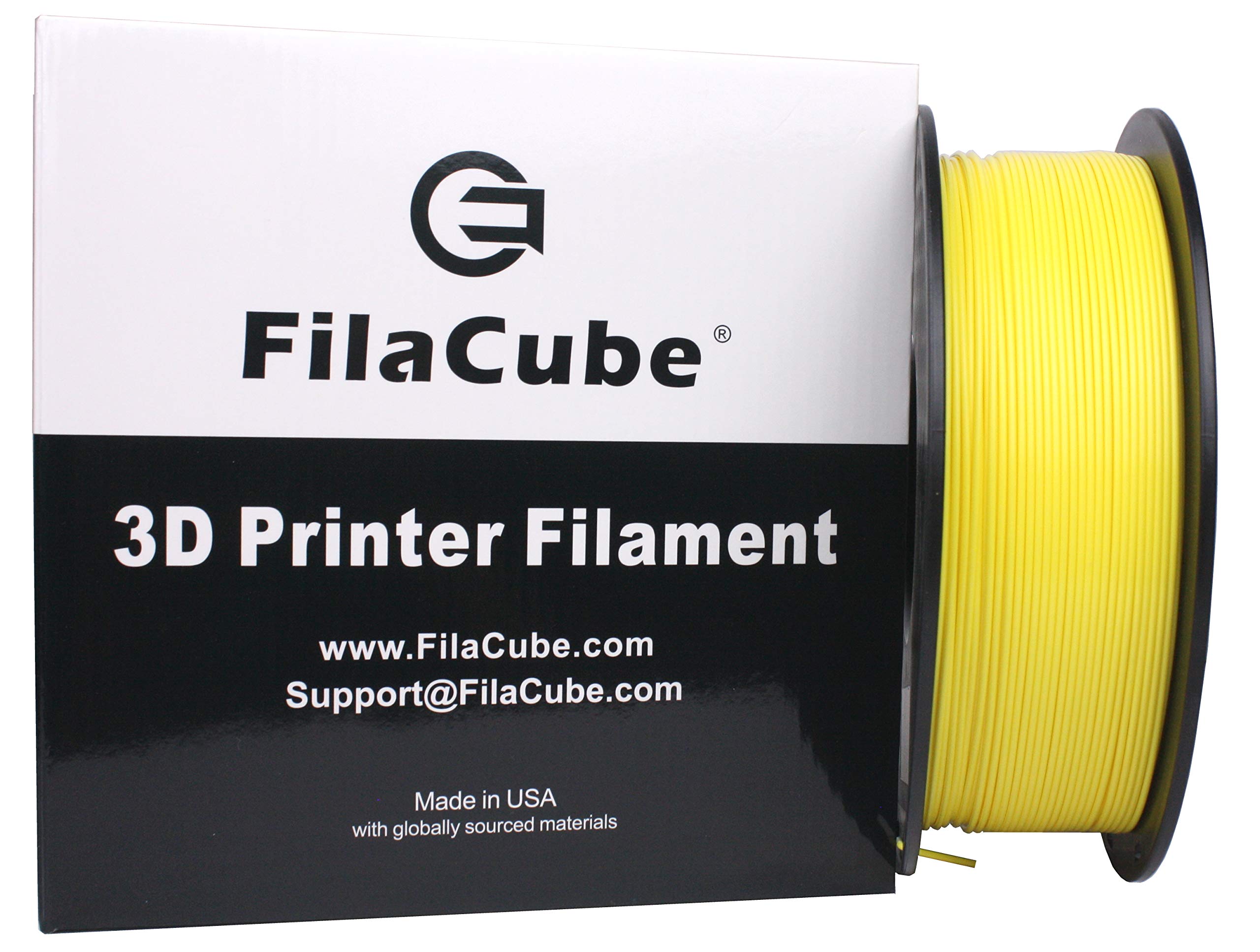 Yellow PLA 3D Printer 1.75mm Filament - FilaCube 1kg 1.75 mm PLA 2 (PLA 2nd Generation) 3D Printing Plastic Filament [Made in US