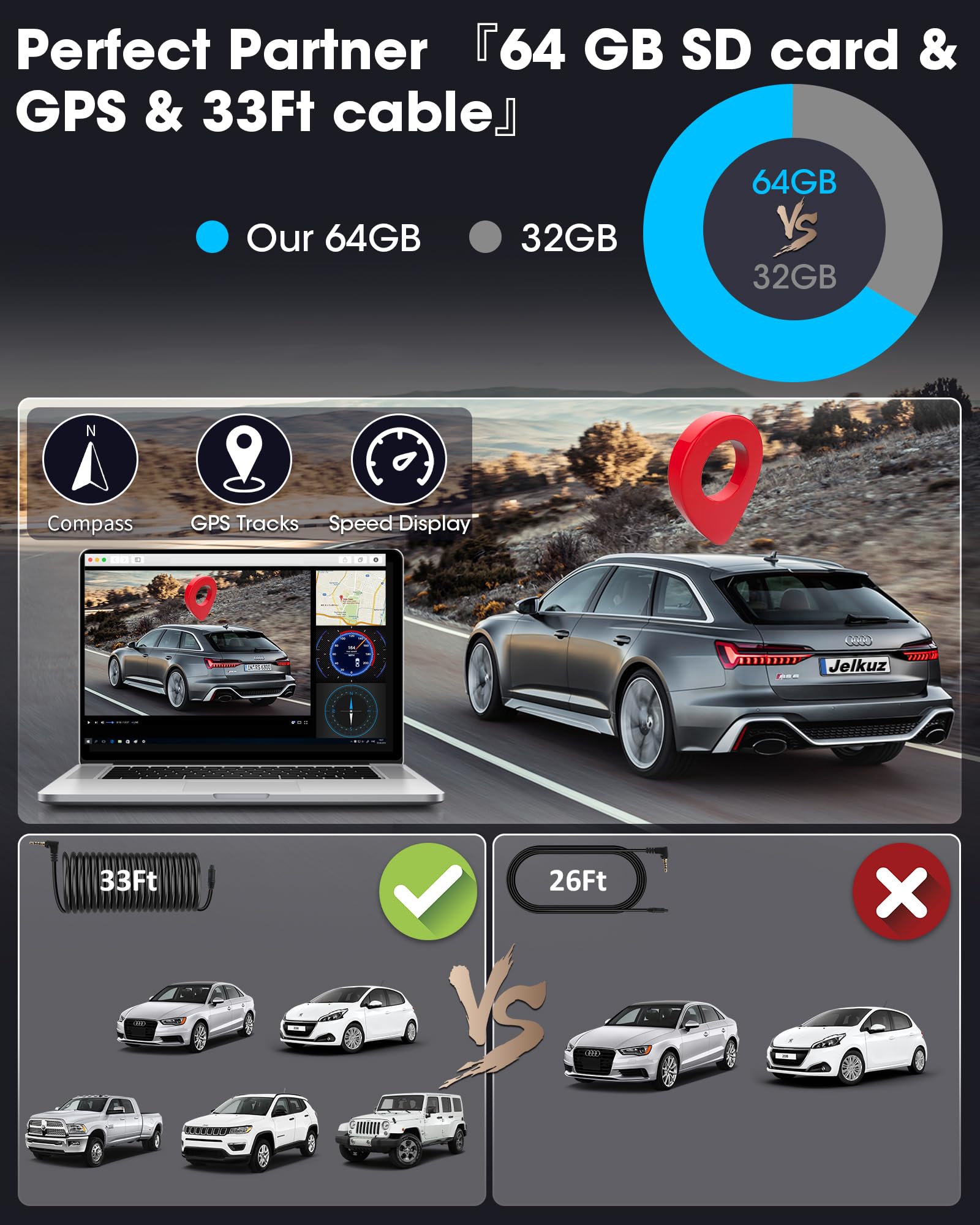 2024 Upgraded 12'' 4K Rear View Mirror Camera With Wifi,2160P Mirror Dash Cam Front And Rear Backup Camera For Cars & Trucks,Wdr