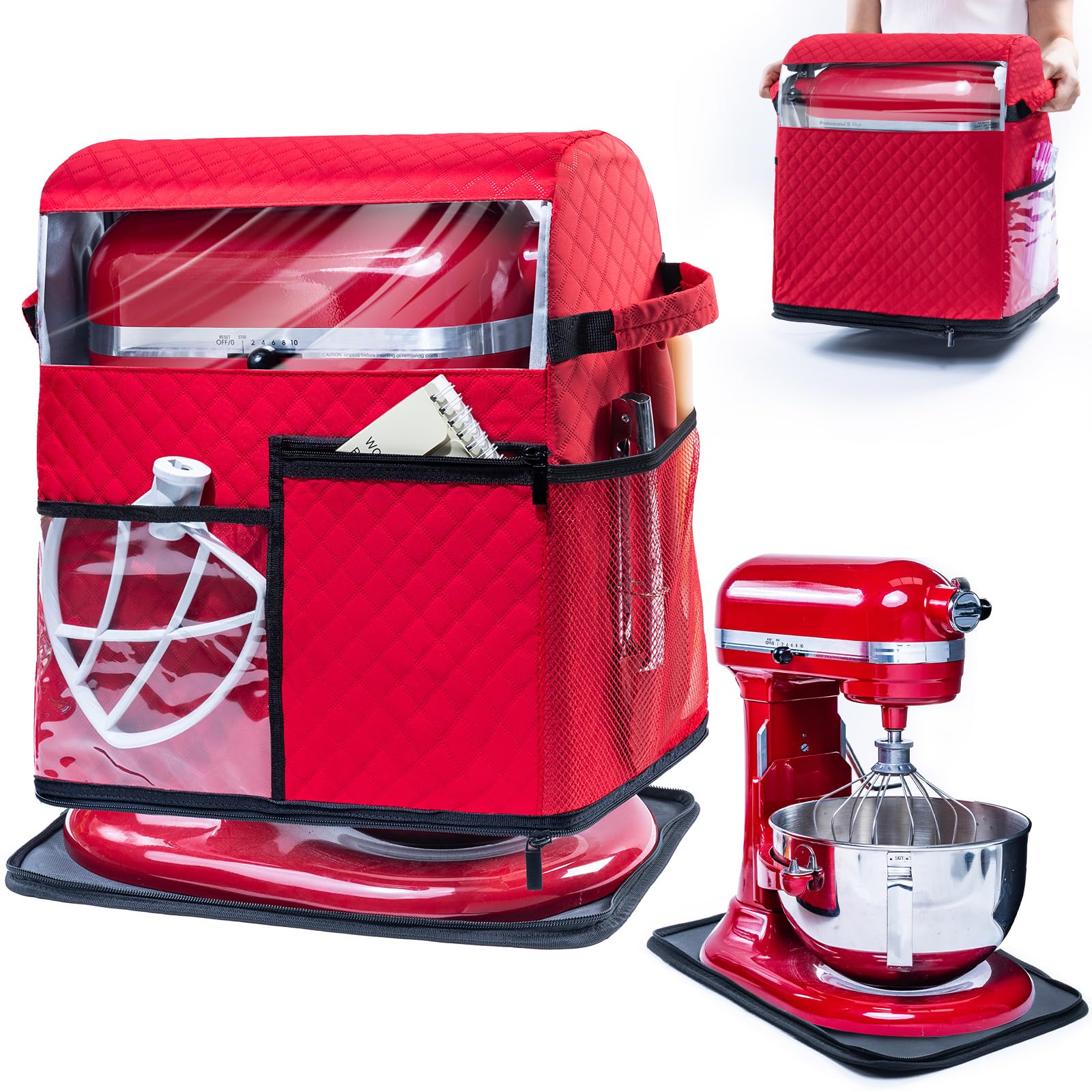 Bagsprite Stand Mixer Cover With Detachable Appliance Sliders Base Compatible With Kitchenaid Mixer Storage Bag For 6/7/8 Quart