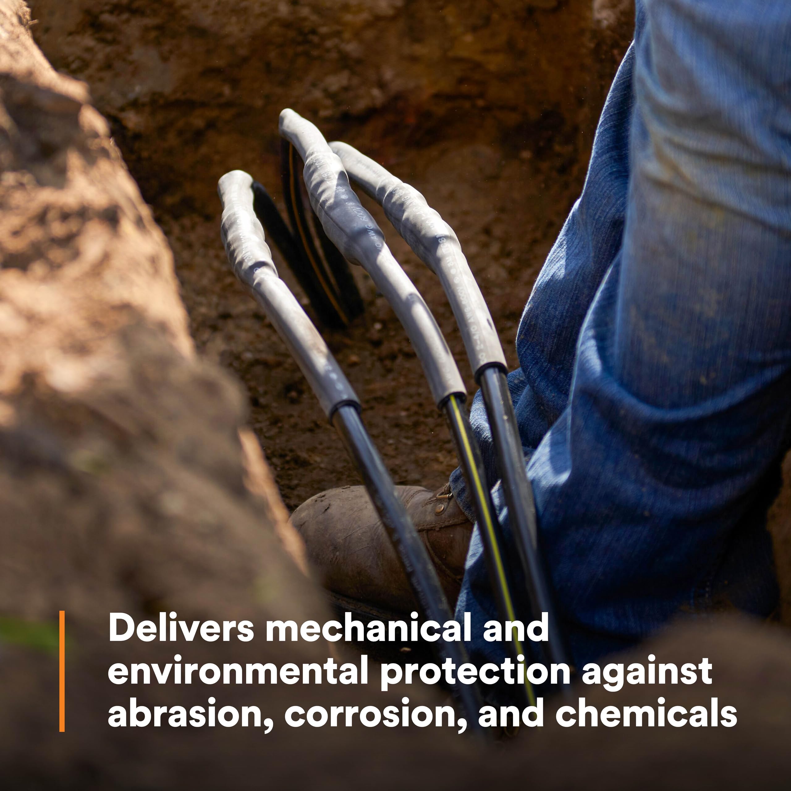 3M Heat Shrink Heavy-Wall Cable Sleeve Itcsn-0400, Mechanical And Environmental Protection, Black, 12-6 Awg, Expanded/Recovered