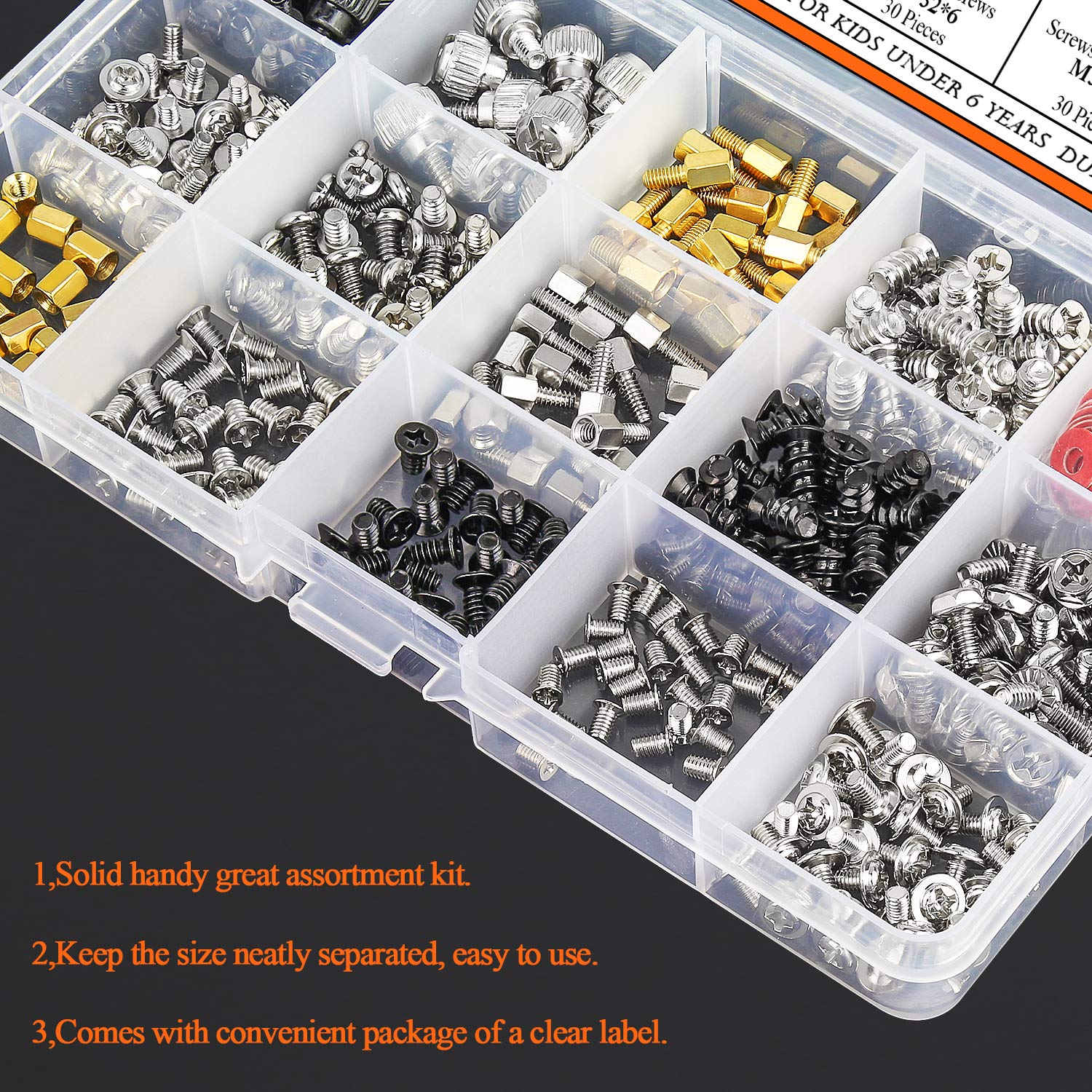 Helifouner 450 Pieces Computer Standoffs Spacer Screws Assortment Kit For Hard Drive Computer Case Motherboard Fan Power Graphic