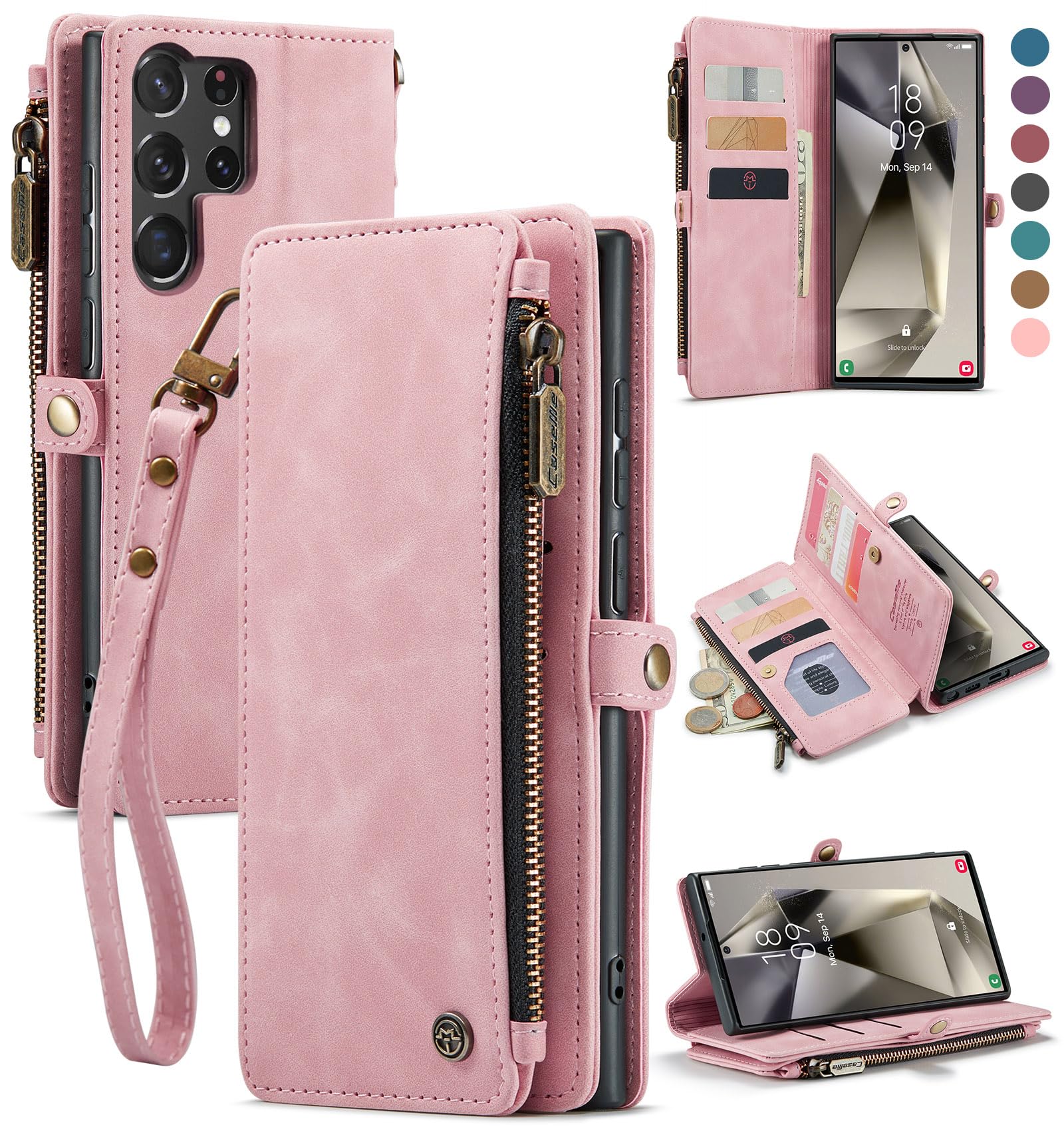 Defencase For Samsung Galaxy S23 Ultra Case, For Samsung S23 Ultra Wallet Case For Women Men, Fashion Pu Leather Magnetic Flip S