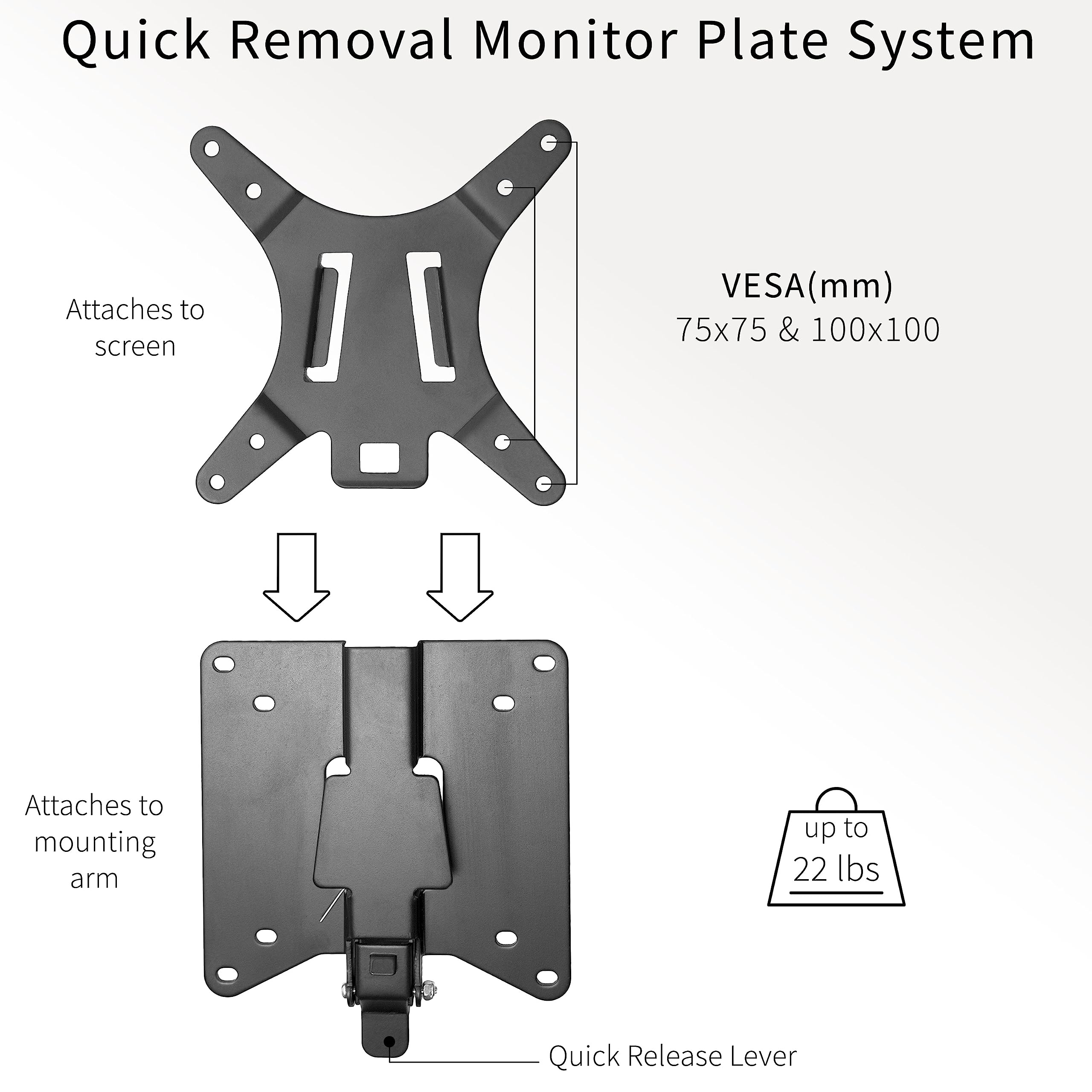 Vivo Adapter Vesa Mount Quick Release Bracket Kit, Stand Attachment And Wall Mount Removable Vesa Plate For Easy Lcd Monitor And