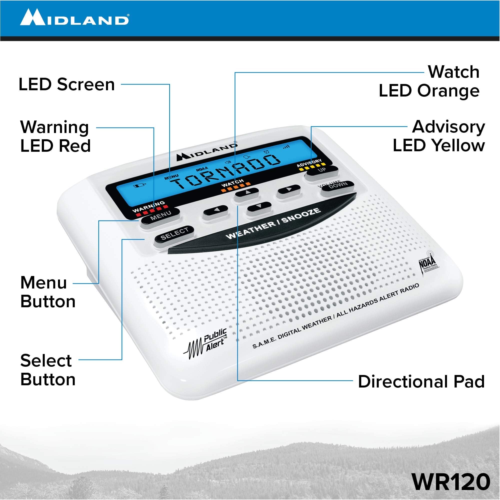 Midland   Wr120, Noaa Emergency Weather Alert Radio   S.A.M.E. Localized Programming, Trilingual Display, 60+ Emergency Alerts,