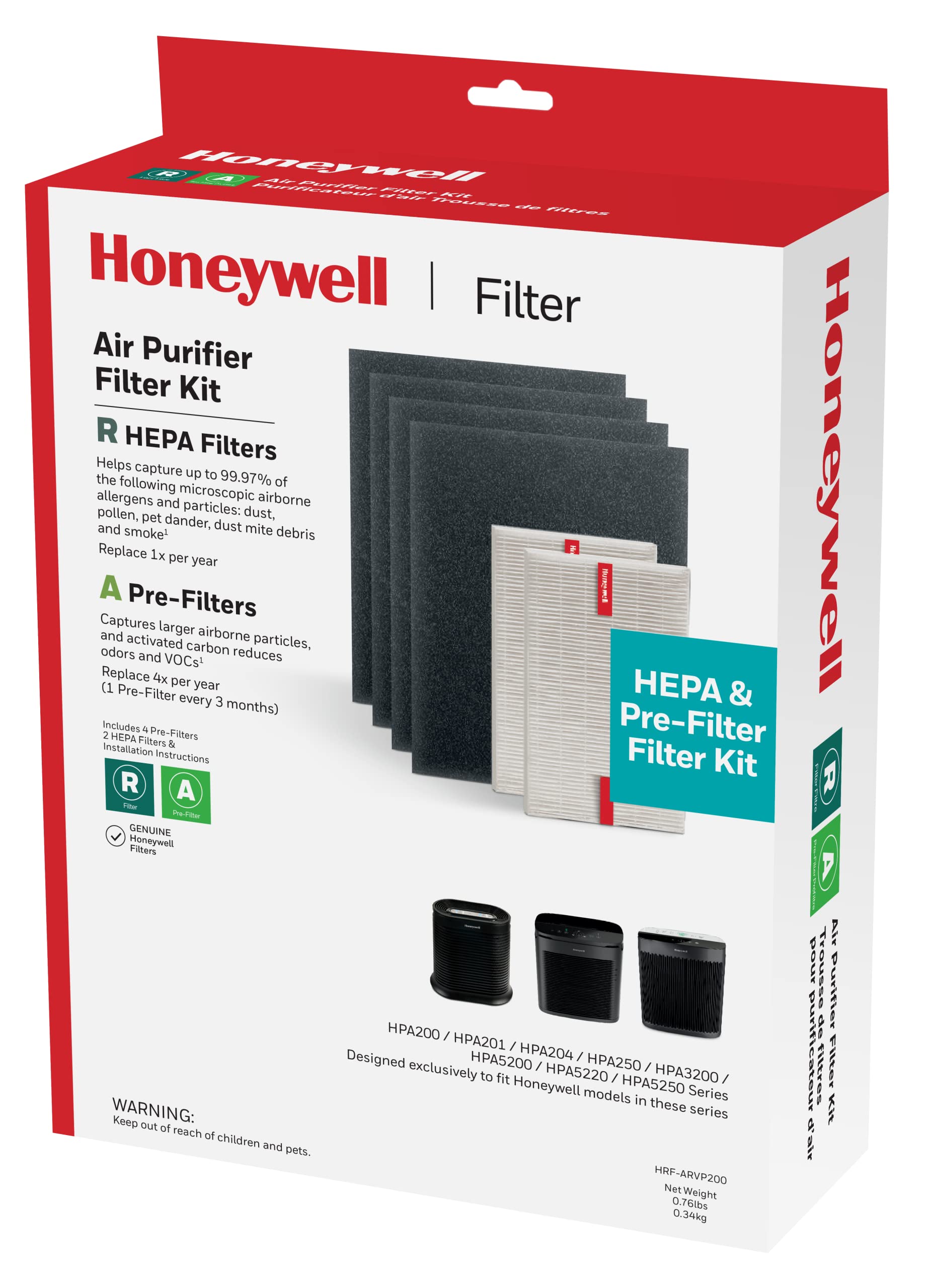 Honeywell Hepa Air Purifier Filter Kit   Includes 2 Hepa R Replacement Filters And 4 A Carbon Pre Cut Pre Filters   Airborne All