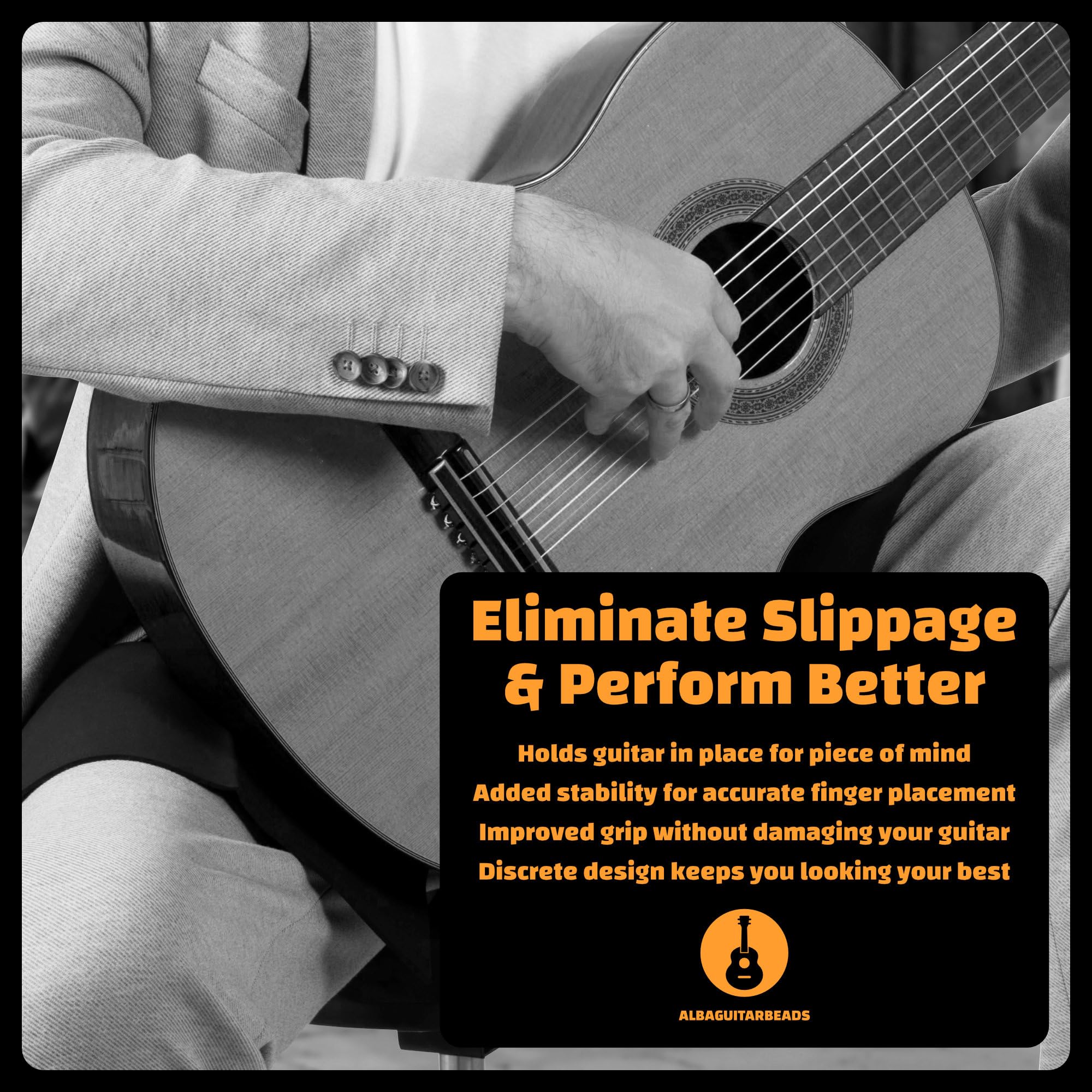 Alba Guitar Grasp   Anti Slip Band, Neoprene Band, Non Slip, Size Large, Black