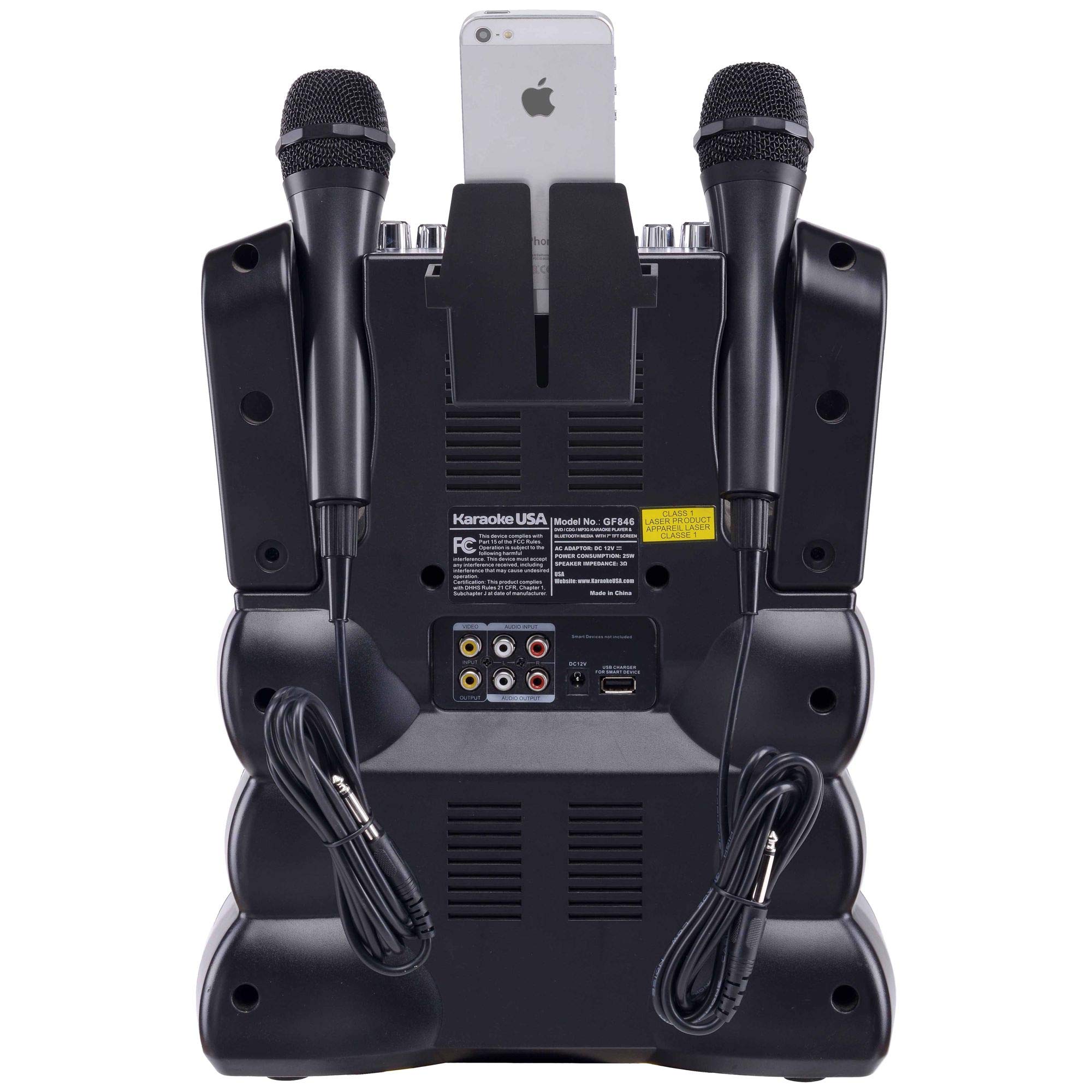Karaoke Usa Gf845 Complete Karaoke System With 2 Microphones, Remote Control, 7    Color Display, Led Lights   Works With Dvd, B