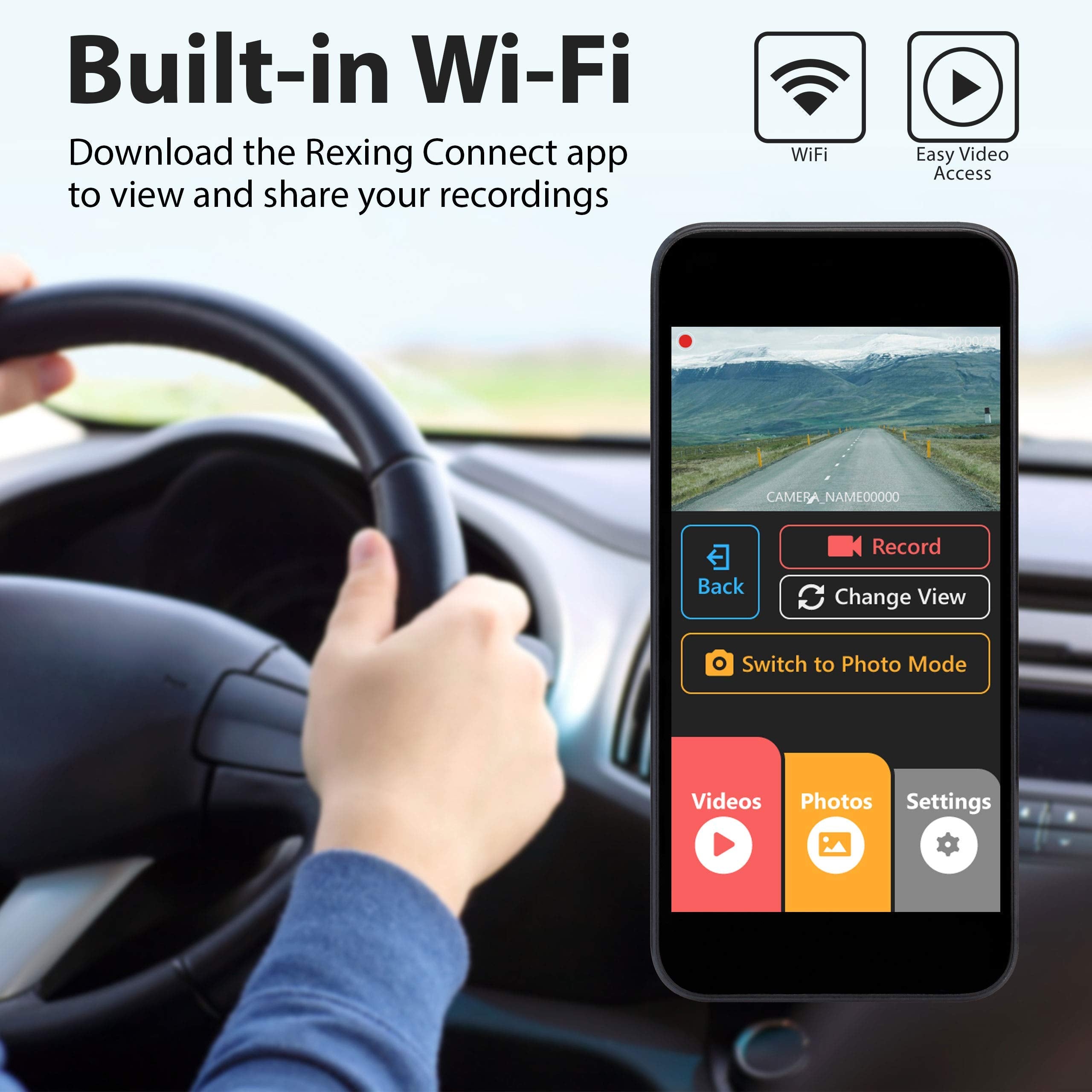 Rexing V1P Pro Dual 1080P Full Hd Front And Rear 170 Wide Angle Wi Fi Car Dash Cam With Built In Gps Logger, Supercapacitor, 2.4