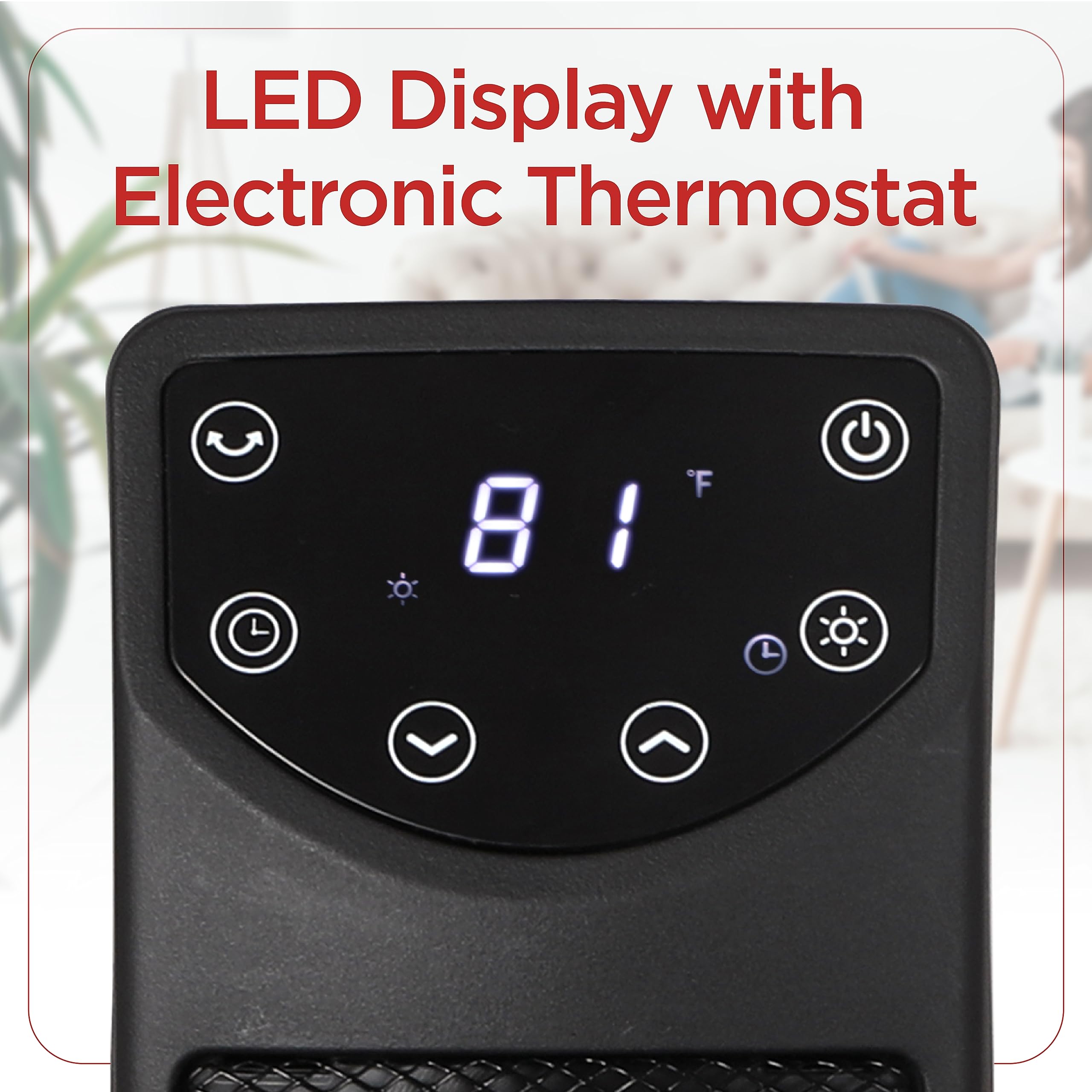 Black+Decker Oscillating Space Heater, Portable Heater With Remote Control, Ceramic Small Space Heater With Two Heat Settings & Led Display, Small Heater 1500W