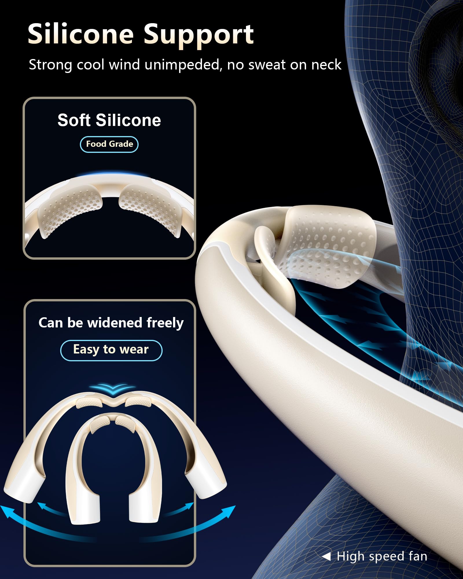 Rohent Personal Neck Fan Portable: Faster Cooling Fans That Blow Cold Air Ultra Quiet   High Velocity Usb Rechargeable Cordless