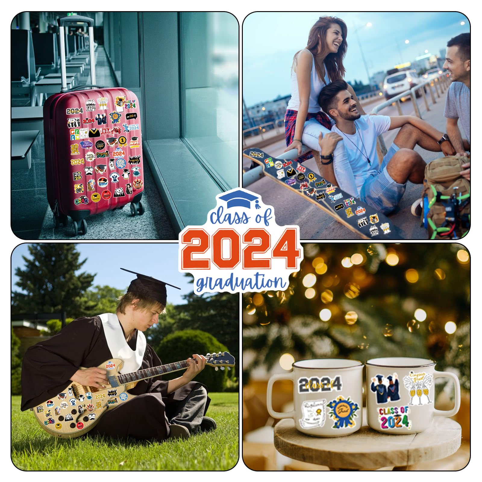 50Pcs Graduation Stickers 2024 College Stickers Class Of 2024 Stickers For Graduation Decorations Graduation Party Decorations 2