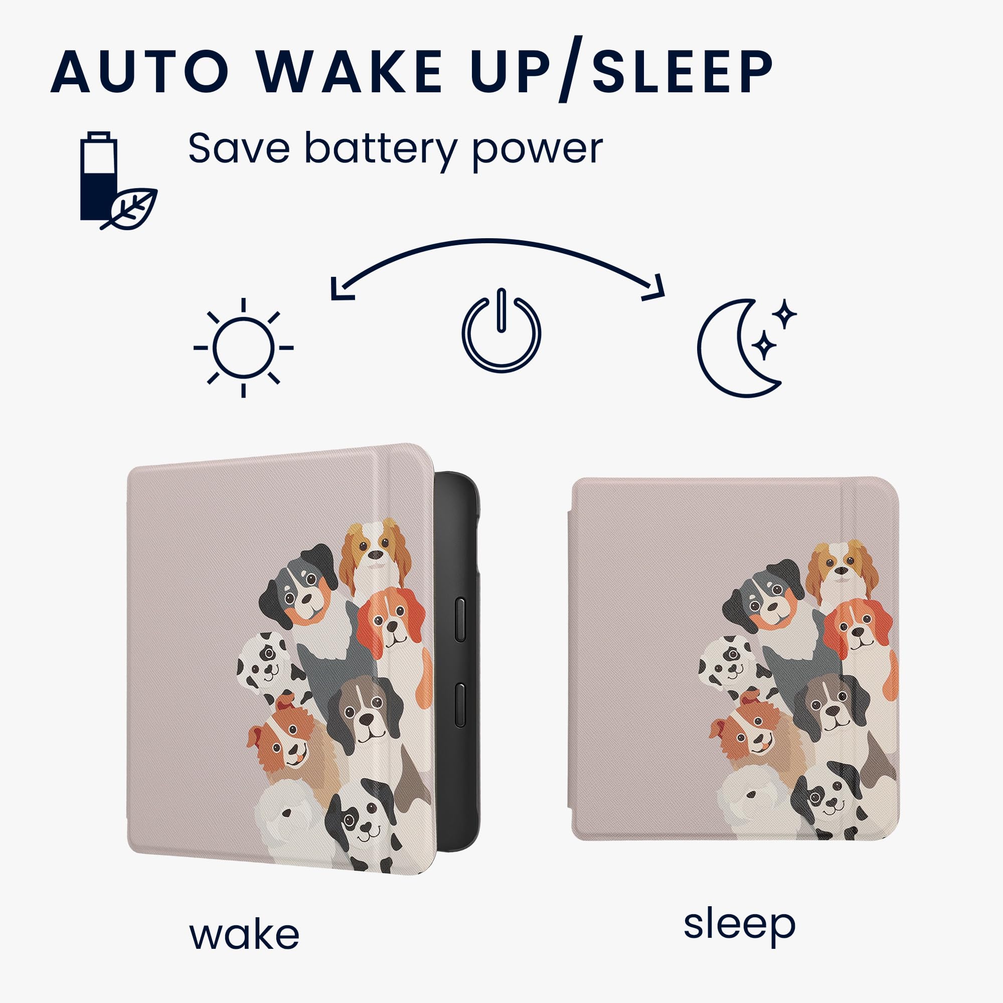 Kwmobile Case Compatible With Kobo Libra 2 Case   Ereader Cover   Funny Dogs Brown/White/Taupe