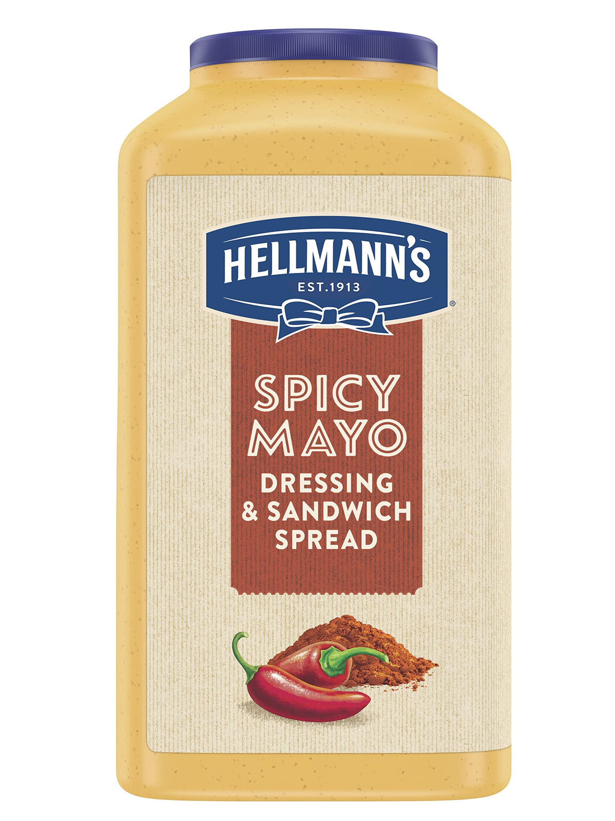 Hellmanns Spicy Mayonnaise, 1 Gallon Jar Made With 100 Cage Free Eggs, Gluten Free, Vegetarian, Kosher