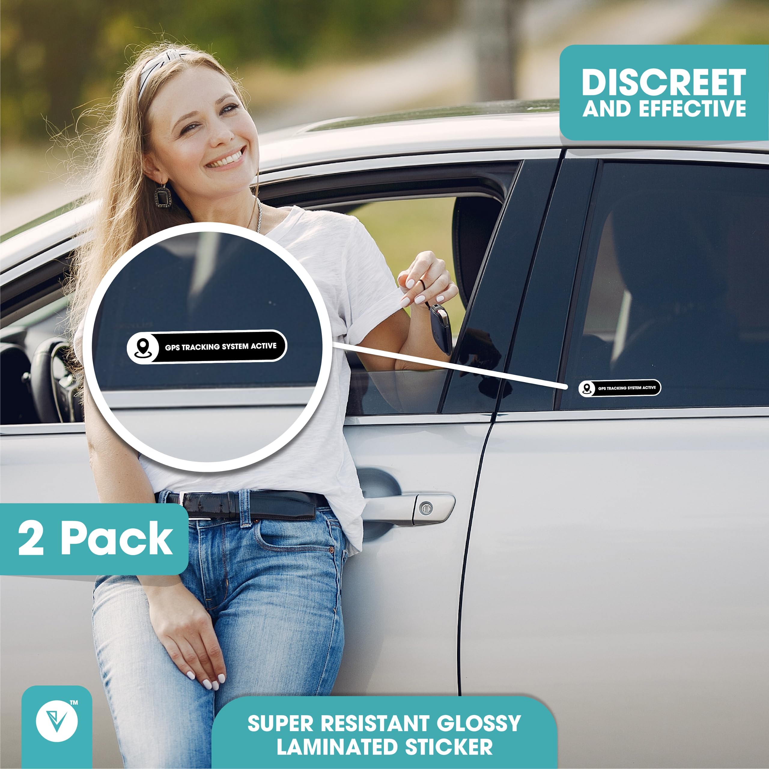 Small 2 Pack Gps Tracking System Sticker | Gps Active Sign For Cars | Car Window Sticker Sign | Glossy 5X1 Inches Waterproof Sti