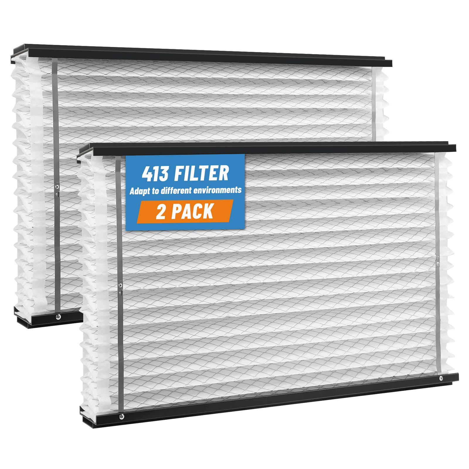 2-Pack 413 Replacement Filter, Compatible with Aprilaire 1410, 1610, 2140, 2416, 3410, 4400, 16x28x4 Inches MERV 13 Furnace Air 