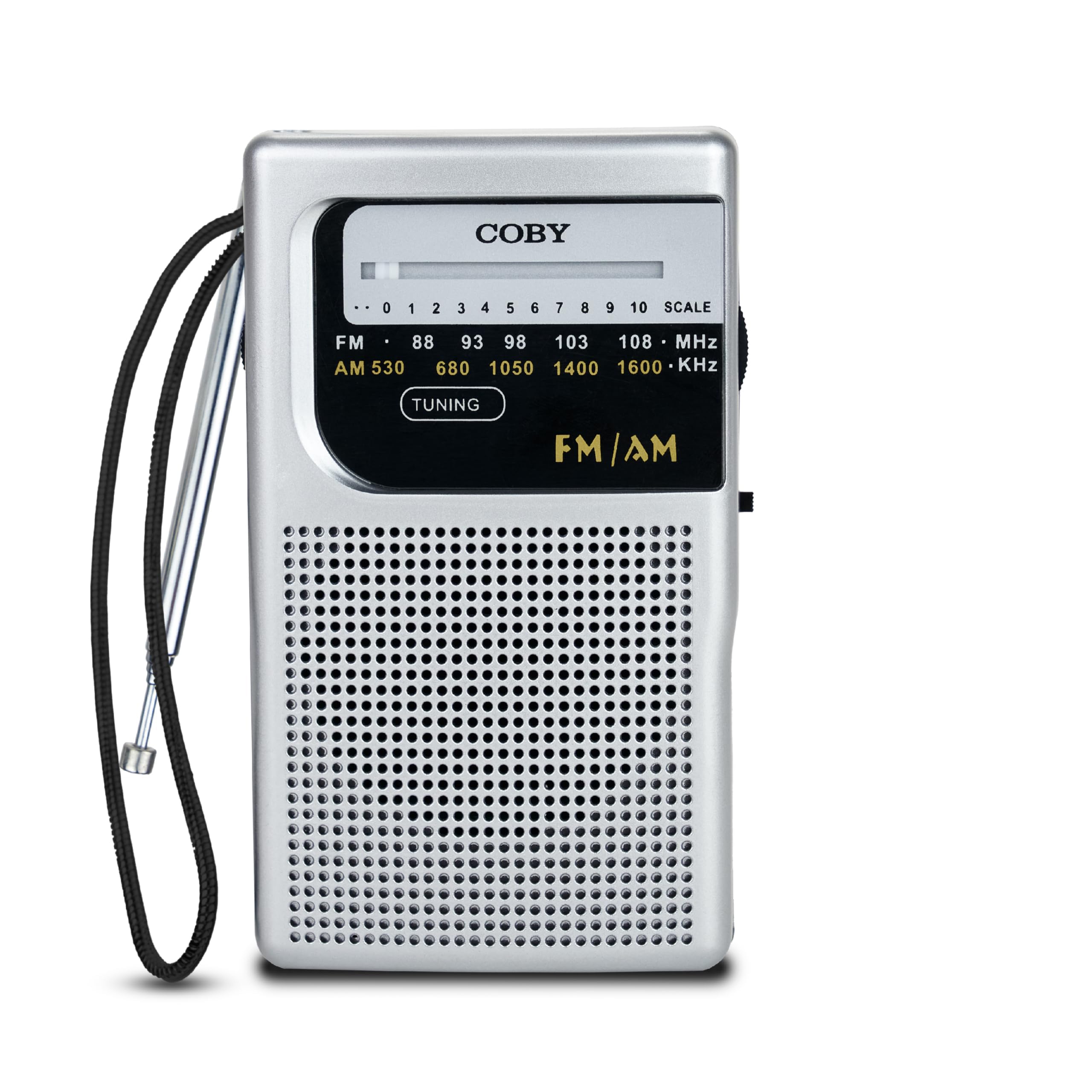 Coby Portable Radio, AM/FM, Pocket Radio, 800-HR Battery, Indoor Outdoor Mini Radio, Emergency Radio, Compact, Retro Transistor 