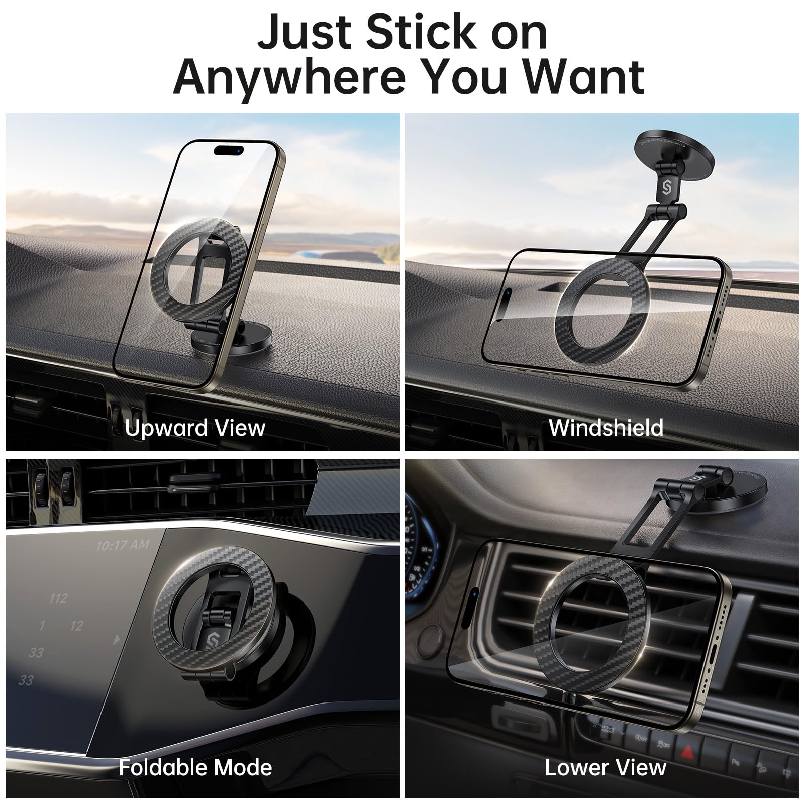 Syncwire Fits Magsafe Car Mount, Magnetic Phone Holder For Car Dashboard, [Flexible Three-Axis] 360 Rotation Magnetic Car Mount