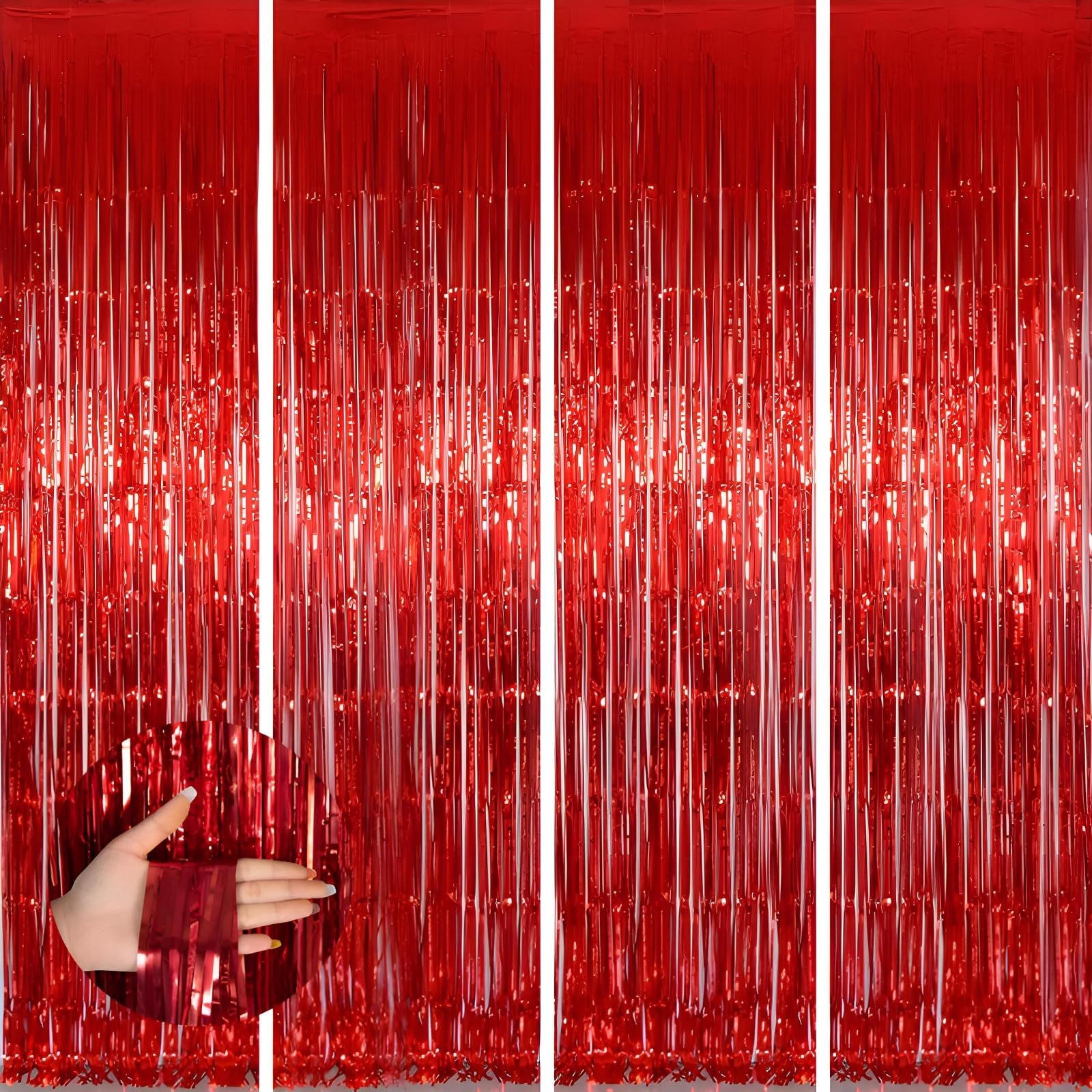 4 Pack 3.3 * 8.3 Ft Foil Curtain Metallic Tinsel Fringe Curtains Photo Booth Props Backdrop For Birthday Wedding Engagement Baby