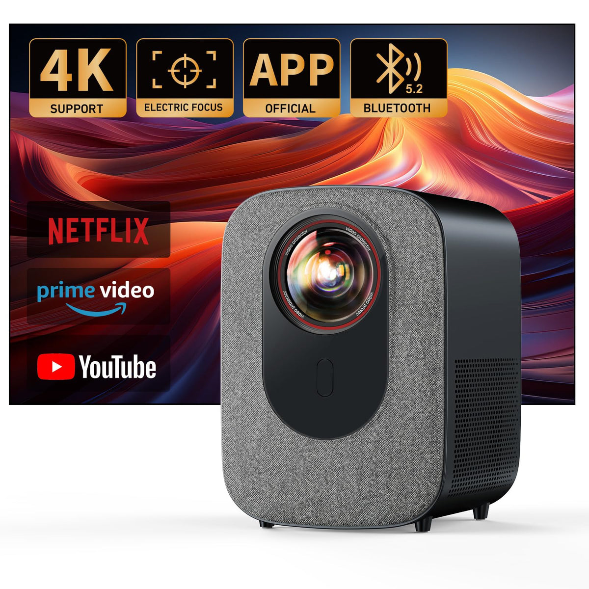 [Netflix Officially Licensed]4K Projector With Wifi & Bluetooth, Jimveo 800 Ansi Native 1080P Smart Projector, Netflix/Youtube/P