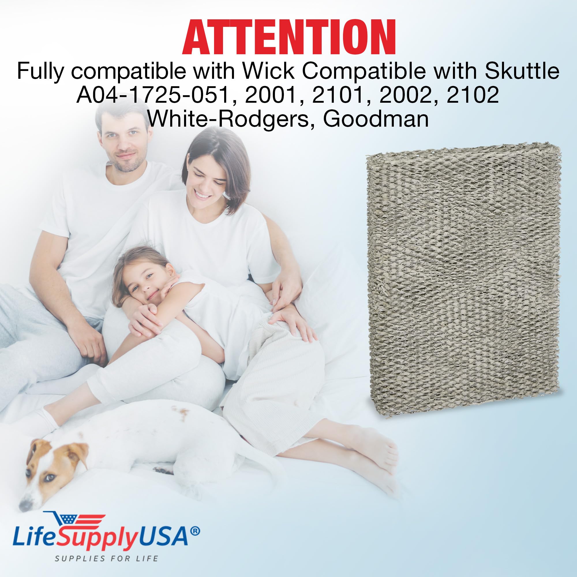 Lifesupplyusa Humidifier Filter Replacement Evaporator Pad With Wick Compatible With Skuttle A04 1725 051, 2001, 2101, 2002, 210