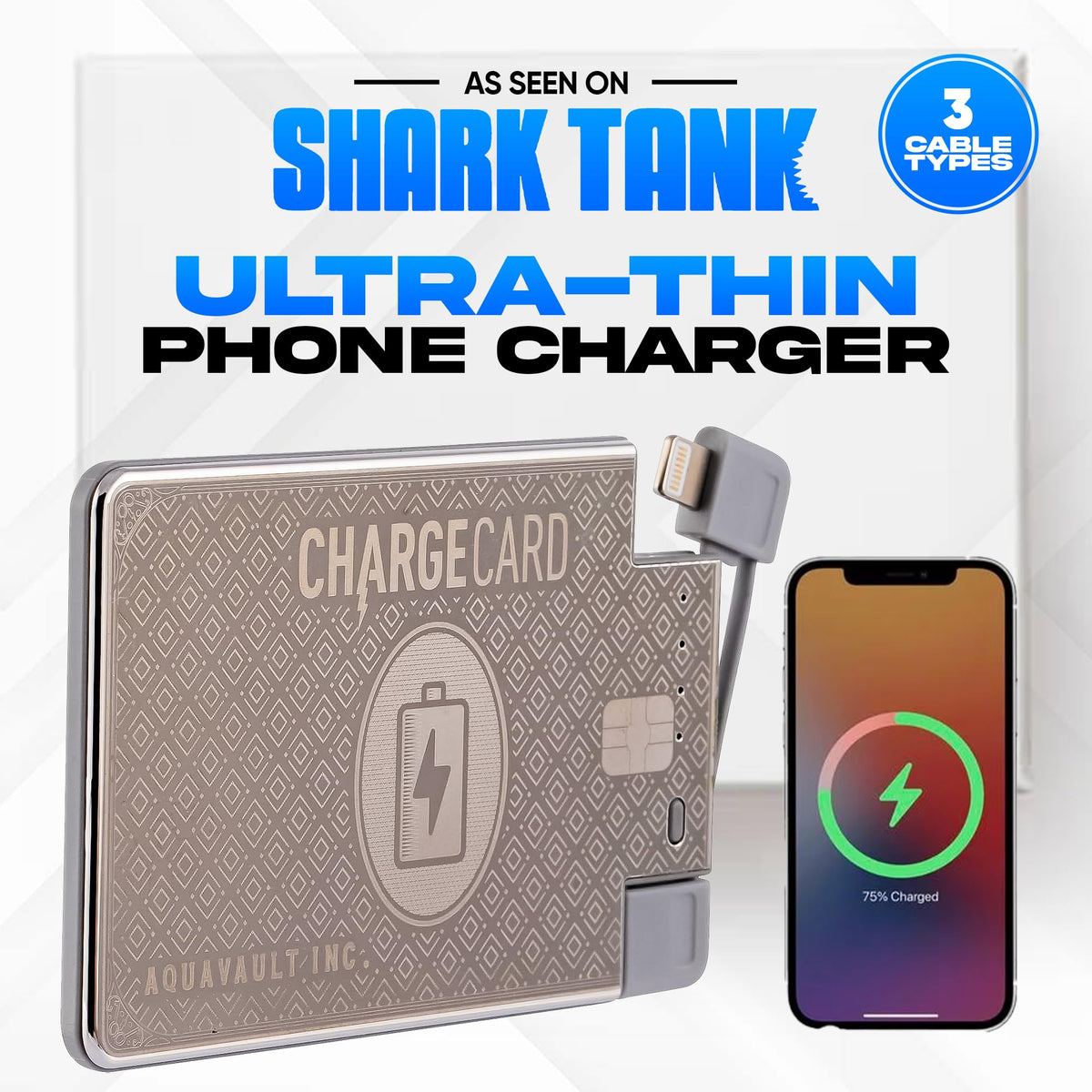 Ultra Thin Emergency Phone Charger. Portable Power Bank That Fits In Your Wallet. Works With All Phones. 2300Mah &1.5A Fast Char
