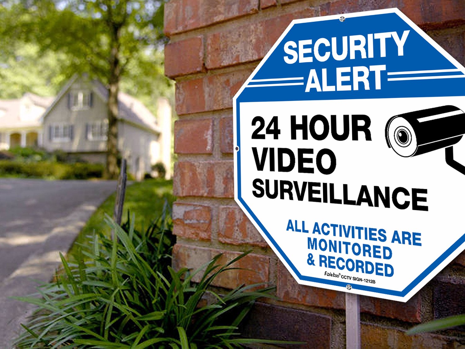 Video Surveillance Sign,Security Camera Sign, 12X12 Security Alert 24 Hour Video Surveillance Metal Sign,All Activities Are Moni