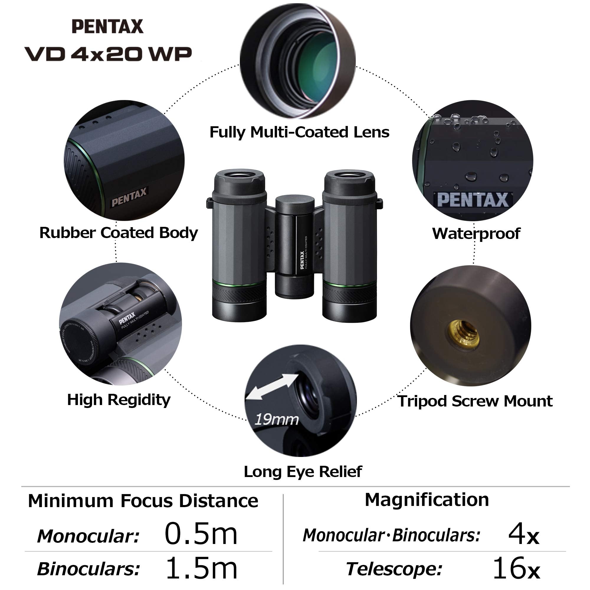 Pentax Vd 4X20 Wp Unique 3 In 1 Binoculars, Monoculars And Telescope With The Versatility To Capture The Emotion Of A Variety Of