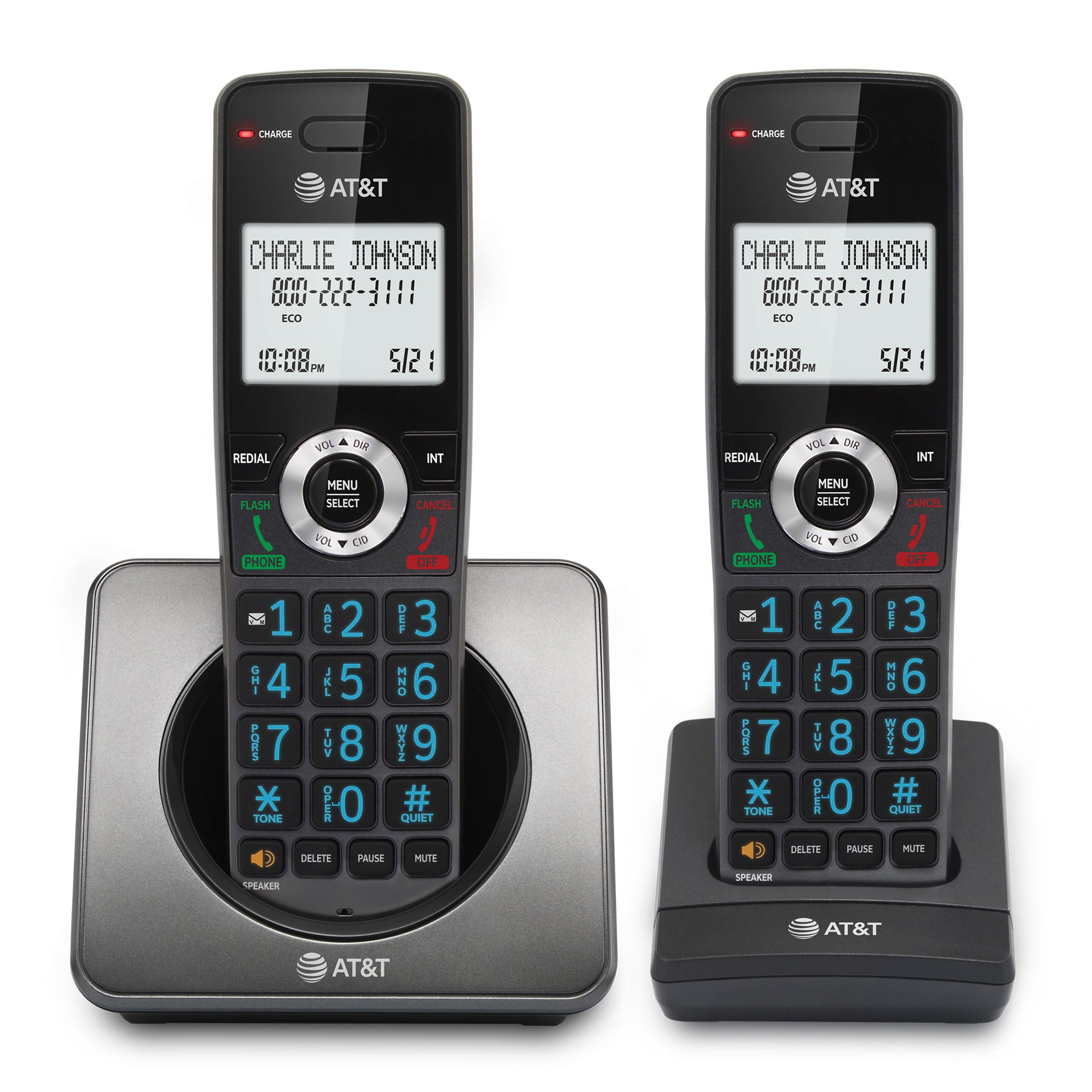 At&T Gl2101 2 Dect 6.0 2 Handset Cordless Home Phone With Call Block, Caller Id, Full Duplex Handset Speakerphone, 2'' White Bac
