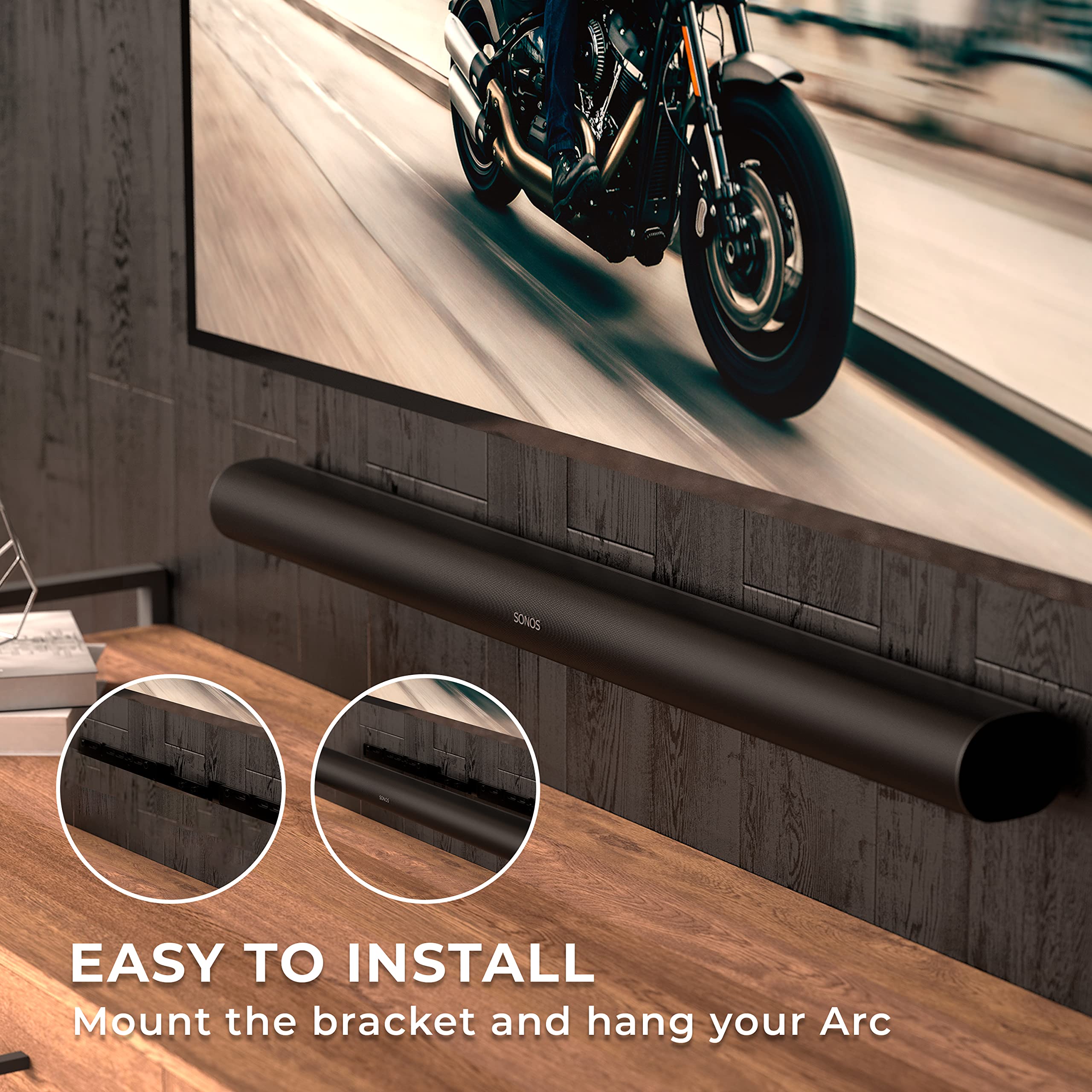 Humancentric Wall Mount Compatible With Sonos Arc And Sonos Arc Ultra Sound Bar (Black), Mounting Bracket Compatible With Sonos Arc Wall Mount, Soundbar Mount For Sonos Arc Mount On Wall Under Tv