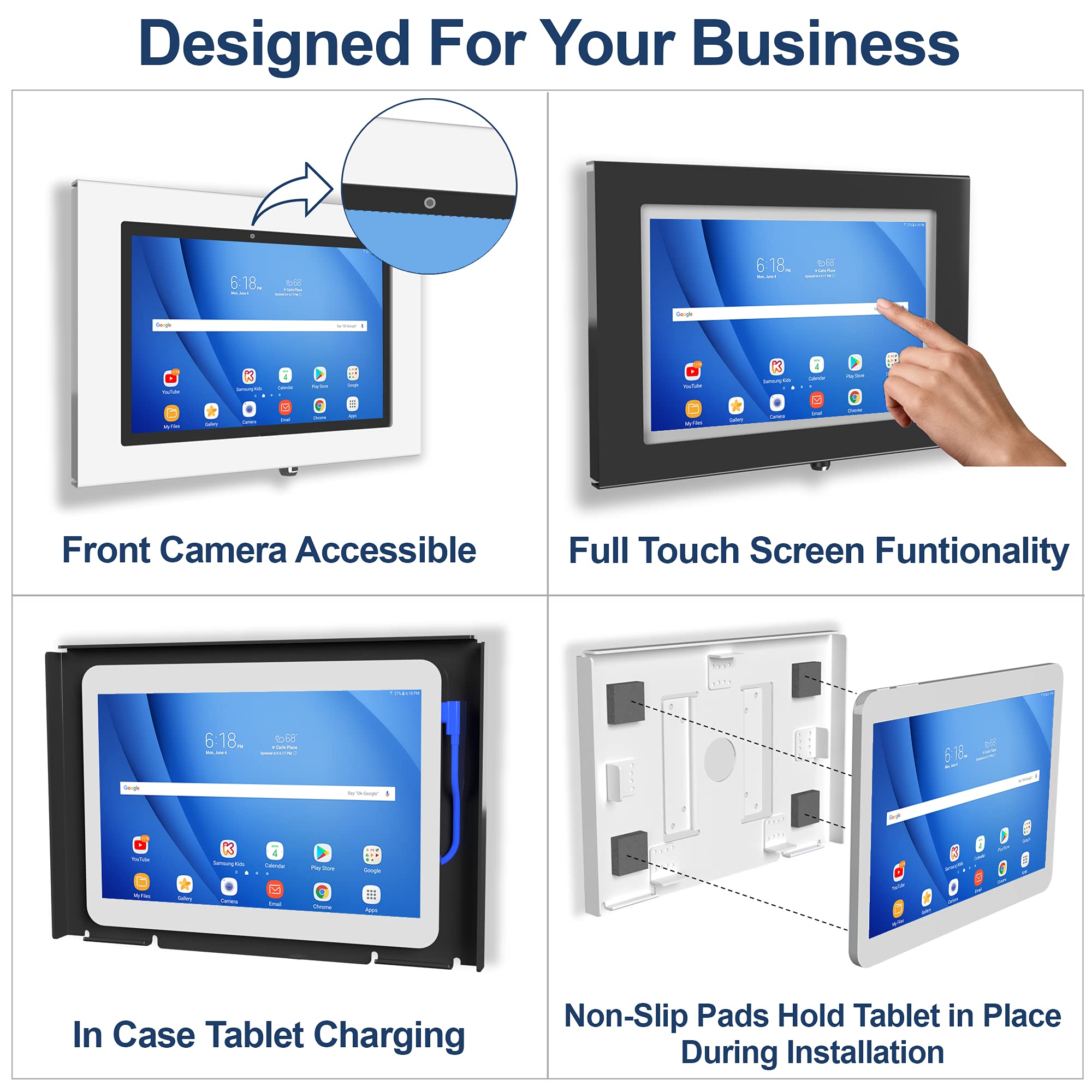 Tabcare Locking Anti Theft Metal Case For Samsung Galaxy Tab S10 S9 S8 Ultra 14.6' Tablet For Kiosk, Pos, Store, Show Display, Time Clock (Tab S8/S9/S10 Ultra, Black)