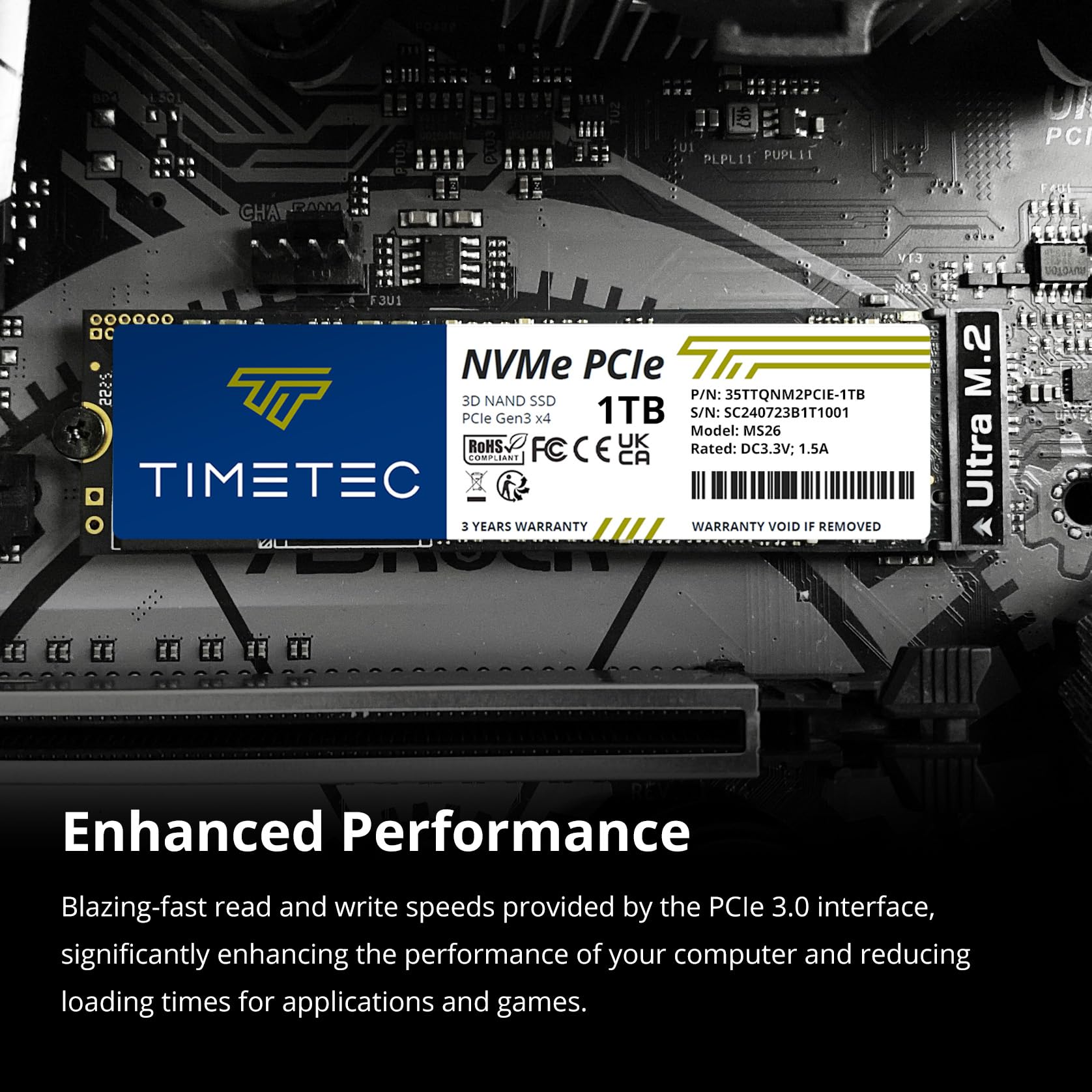 Timetec 1Tb Ssd Nvme Pcie Gen3X4 8Gb/S M.2 2280 3D Nand High Performance Slc Cache Read Speed Up To 3,000Mb/S Internal Solid State Drive For Pc Laptop And Desktop (Pinnacle)