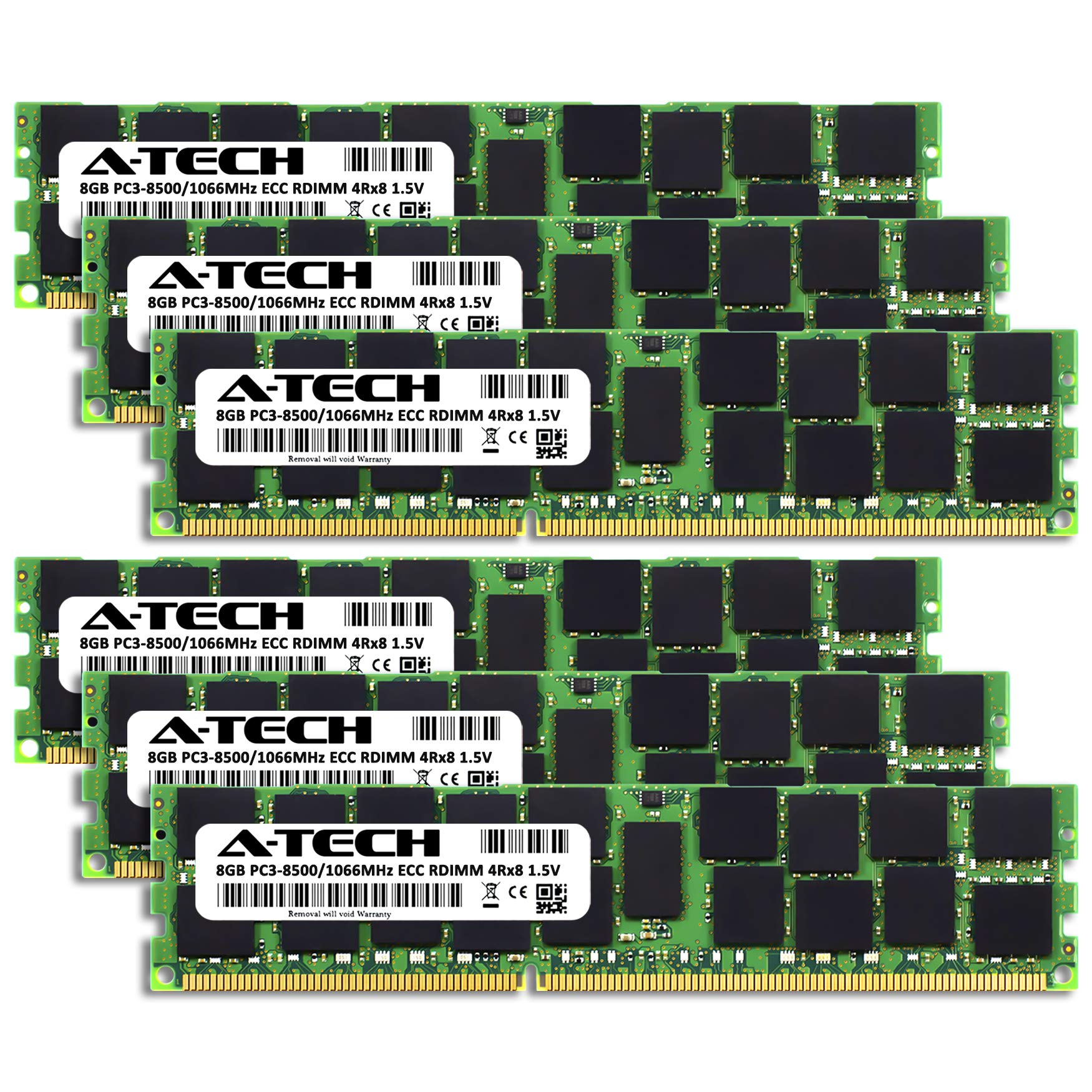 A Tech 48Gb Kit (6X8Gb) Ddr3 1066Mhz Pc3 8500R Ecc Rdimm 4Rx8 Quad Rank 1.5V Ecc Registered Dimm 240 Pin Server Ram Memory Upgra