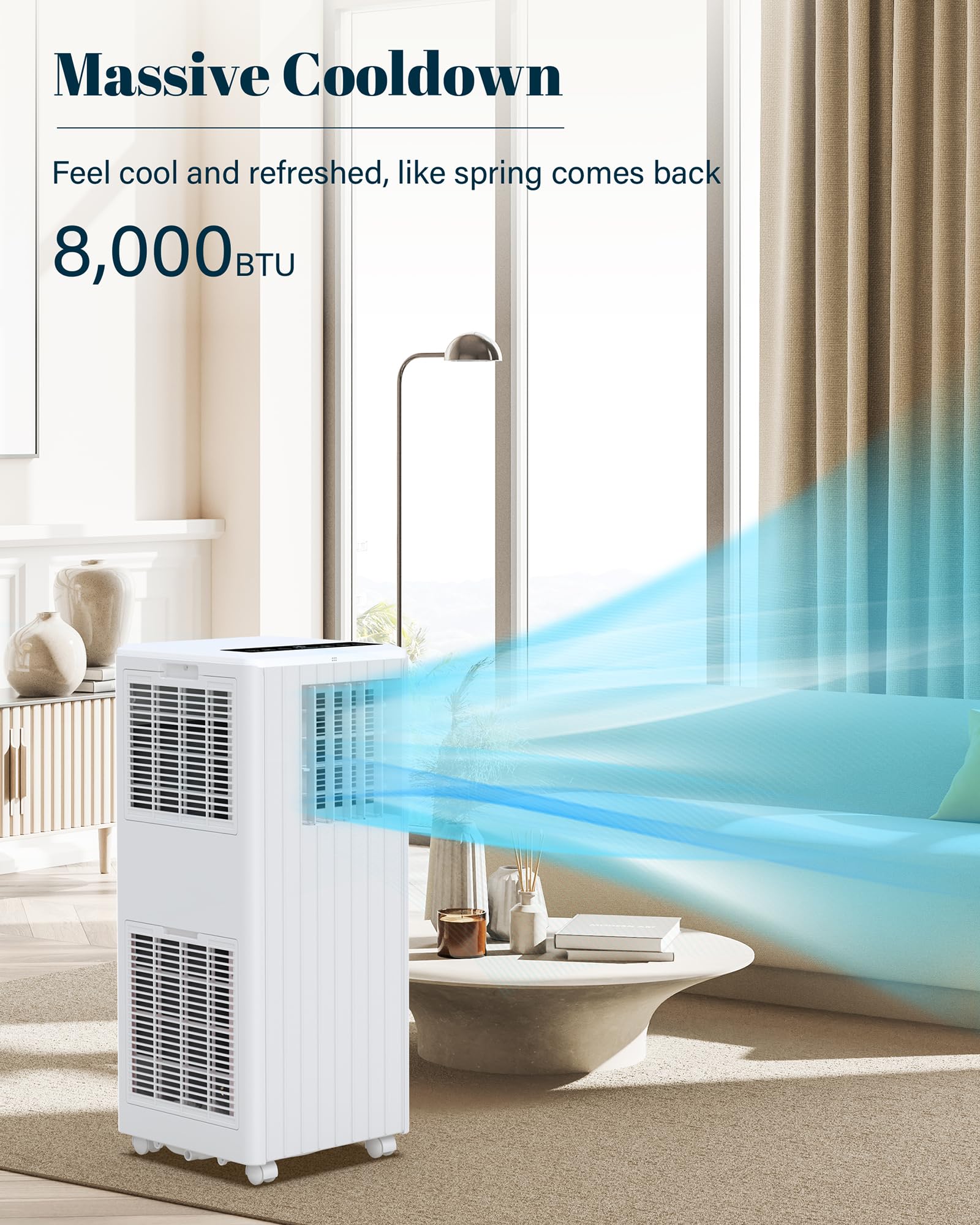 Garveetech 14,000 Btu Portable Air Conditioner For Indoor Rooms, 3-In-1 Ac Unit For Bedroom 550-750 Sq.Ft, Dehumidifier, Fan, Sl